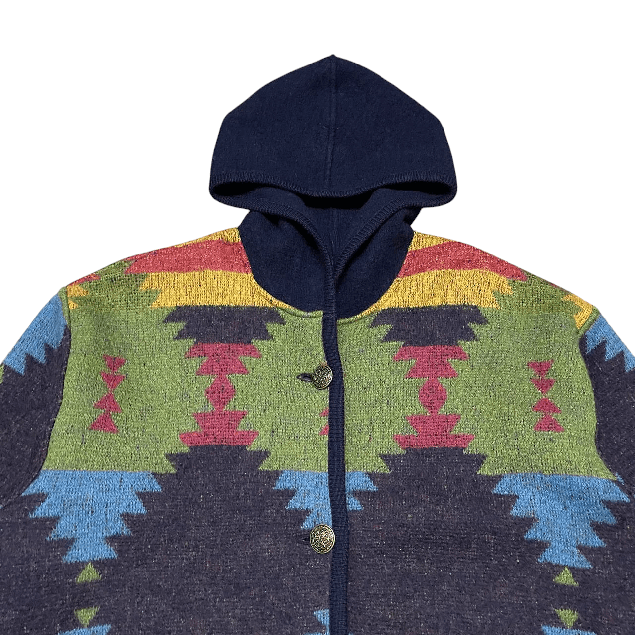 Japanese Brand Vintage Japanese Navajo Wool Hooded Coat Size US M / EU 48-50 / 2 - 2 Thumbnail