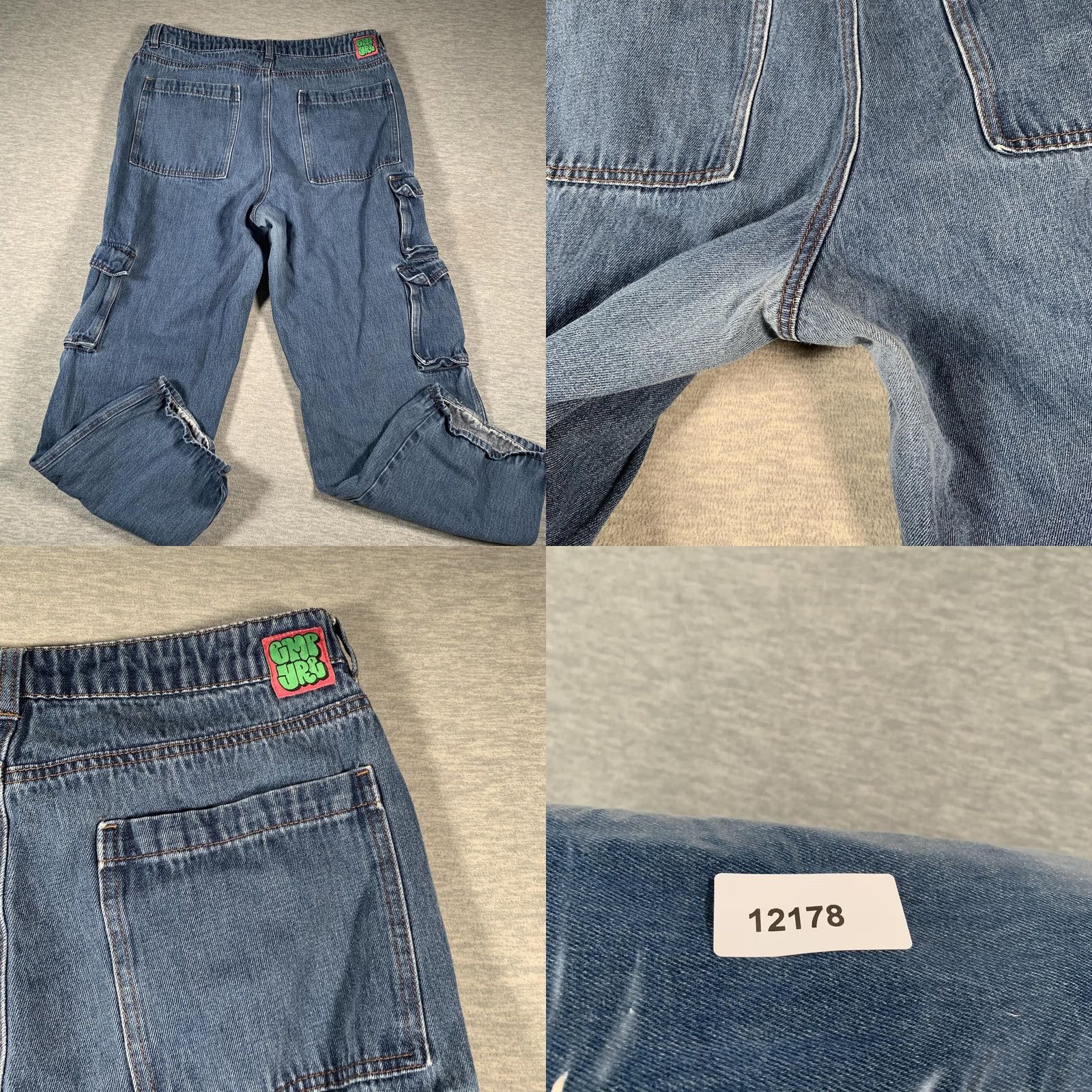 Empyre Empyre Tori Jeans Women Large Blue Cargo Jogger Denim Elastic Cuffs Pockets Y2K Jeans Size 38" / US 16 / IT 52 - 9 Thumbnail