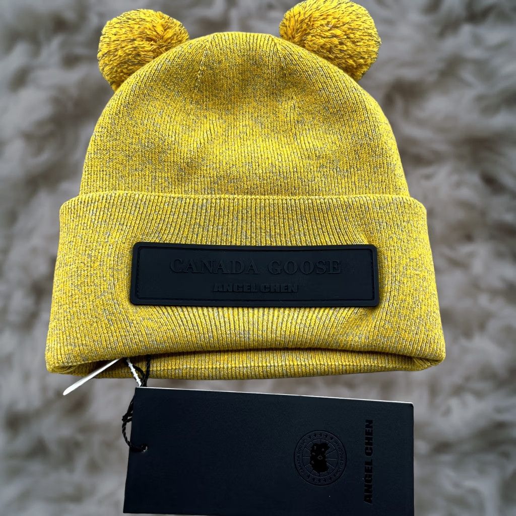 Canada Goose Canada Goose x Angel Chen Beanie Toque Blossom Yellow Womens One Size Wool Blend Knit Embroidered Lined Thermal Pom Double Pom OSFA Size ONE SIZE - 1 Thumbnail