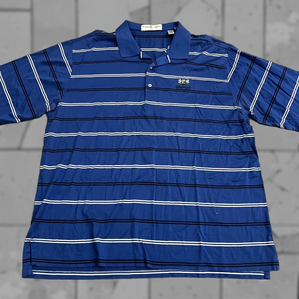 Vintage Sherwood CC Fairway And Greens 100% cotton Blue polo golf shirt Mens Size XXL Size US XXL / EU 58 / 5 - 1 Thumbnail