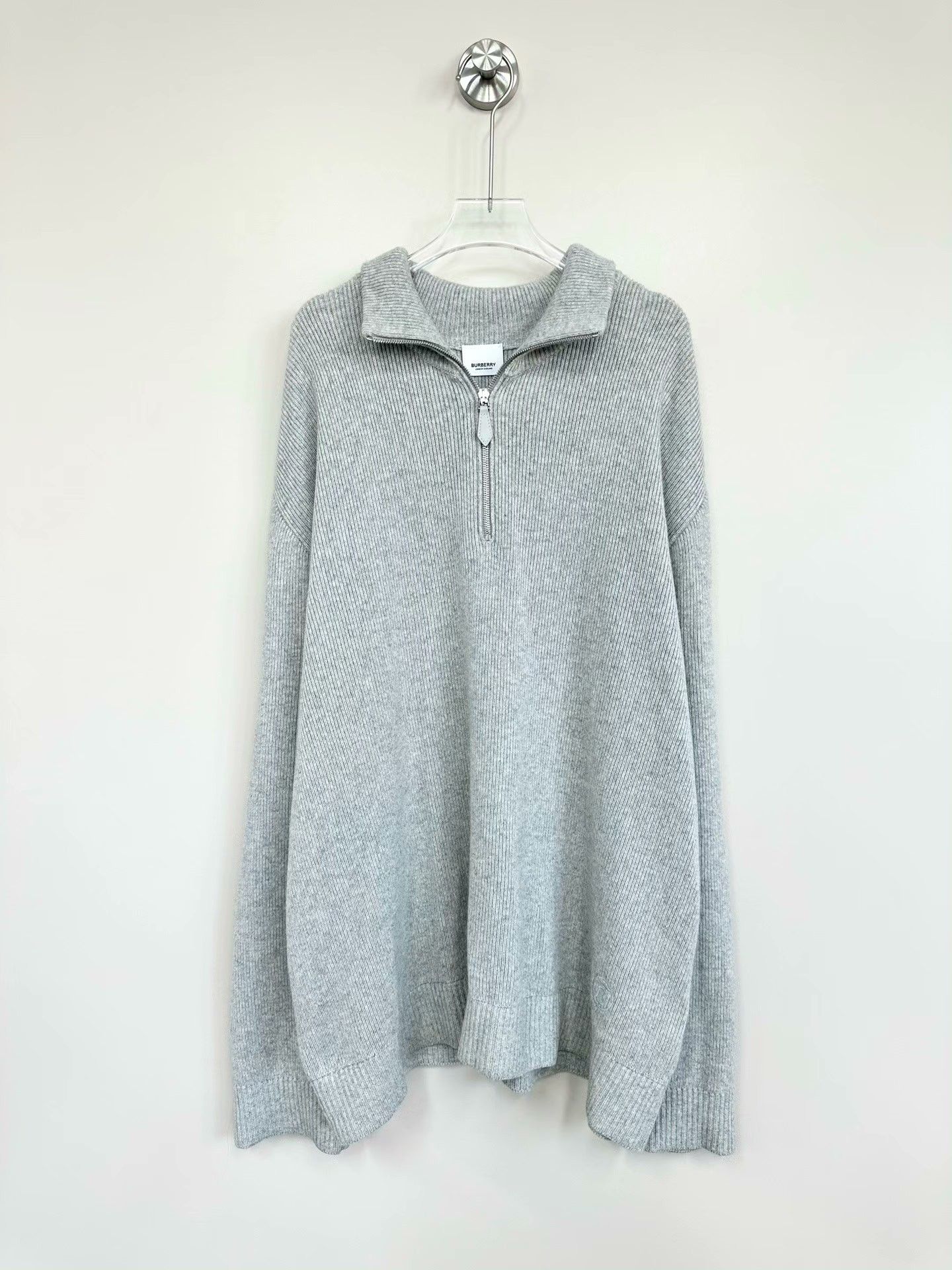 Burberry Burberry Gray Embroidered Logo Knit Sweater Size US XL / EU 56 / 4 - 1 Thumbnail