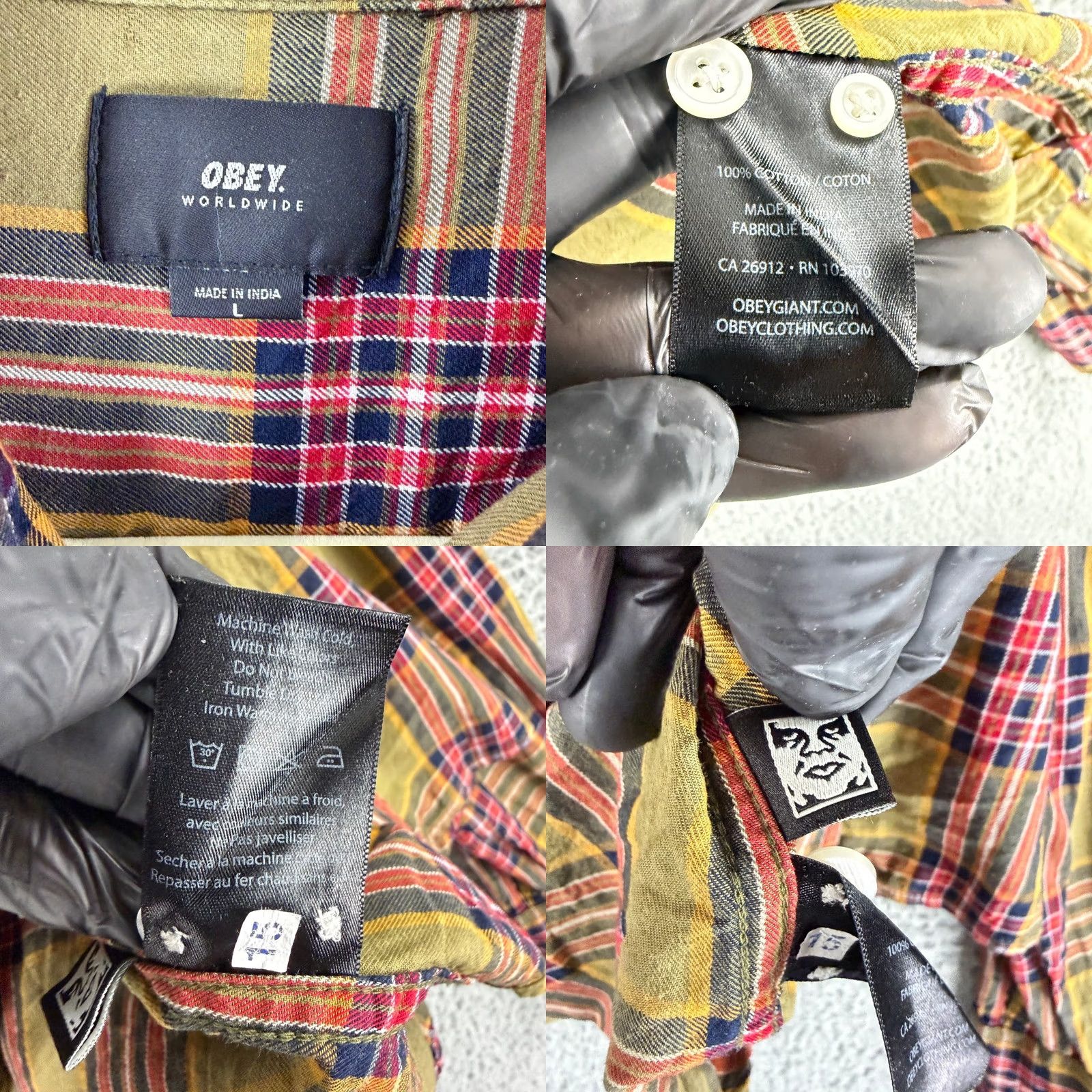 Obey VINTAGE Obey Plaid Button Down Shirt Mens Large Olive Green Red Long Sleeve Streetwear Size US L / EU 52-54 / 3 - 8 Thumbnail