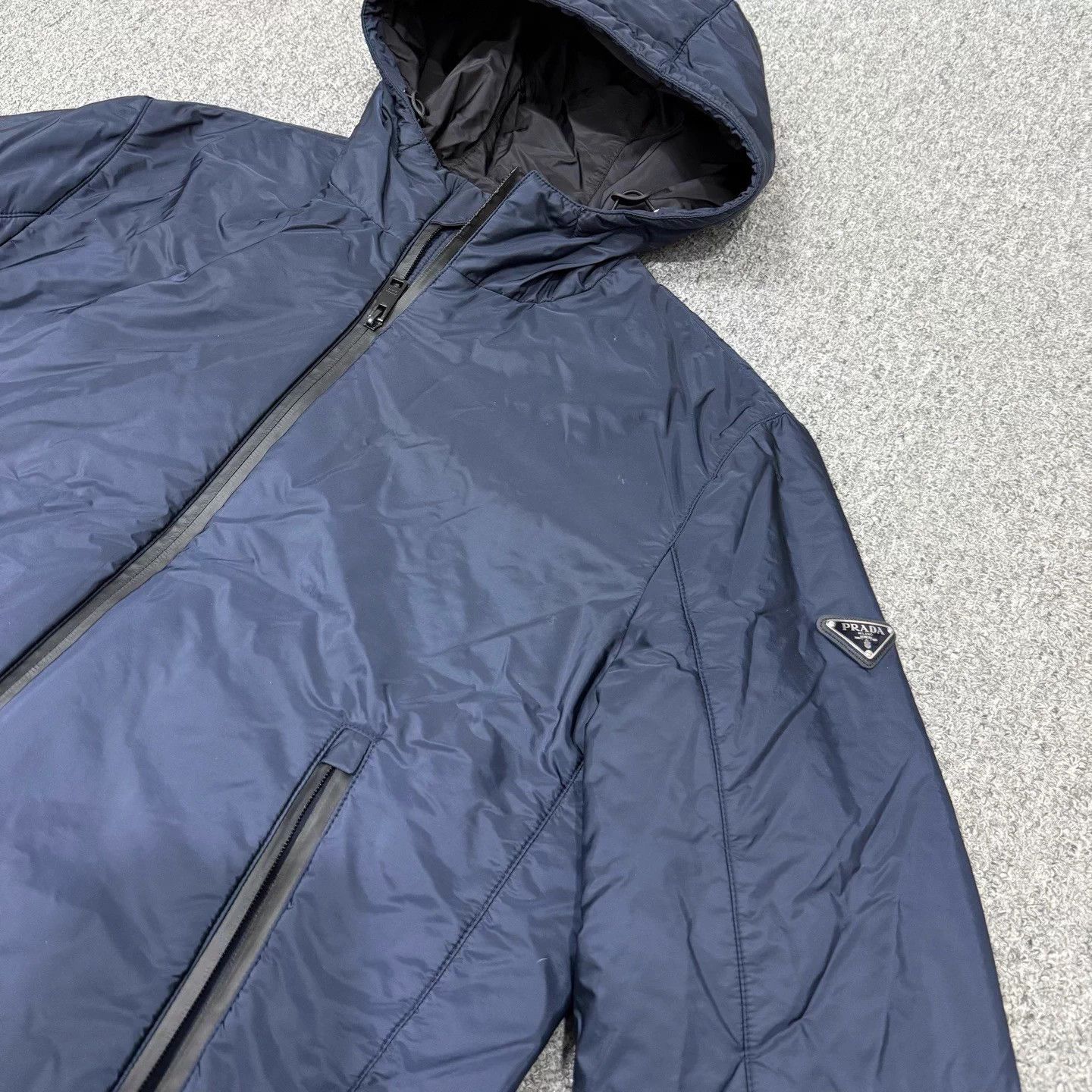 Prada Prada navy blue triangle logo puffer jacket 52 Size XXL / US 16-18 / IT 52-54 - 3 Thumbnail