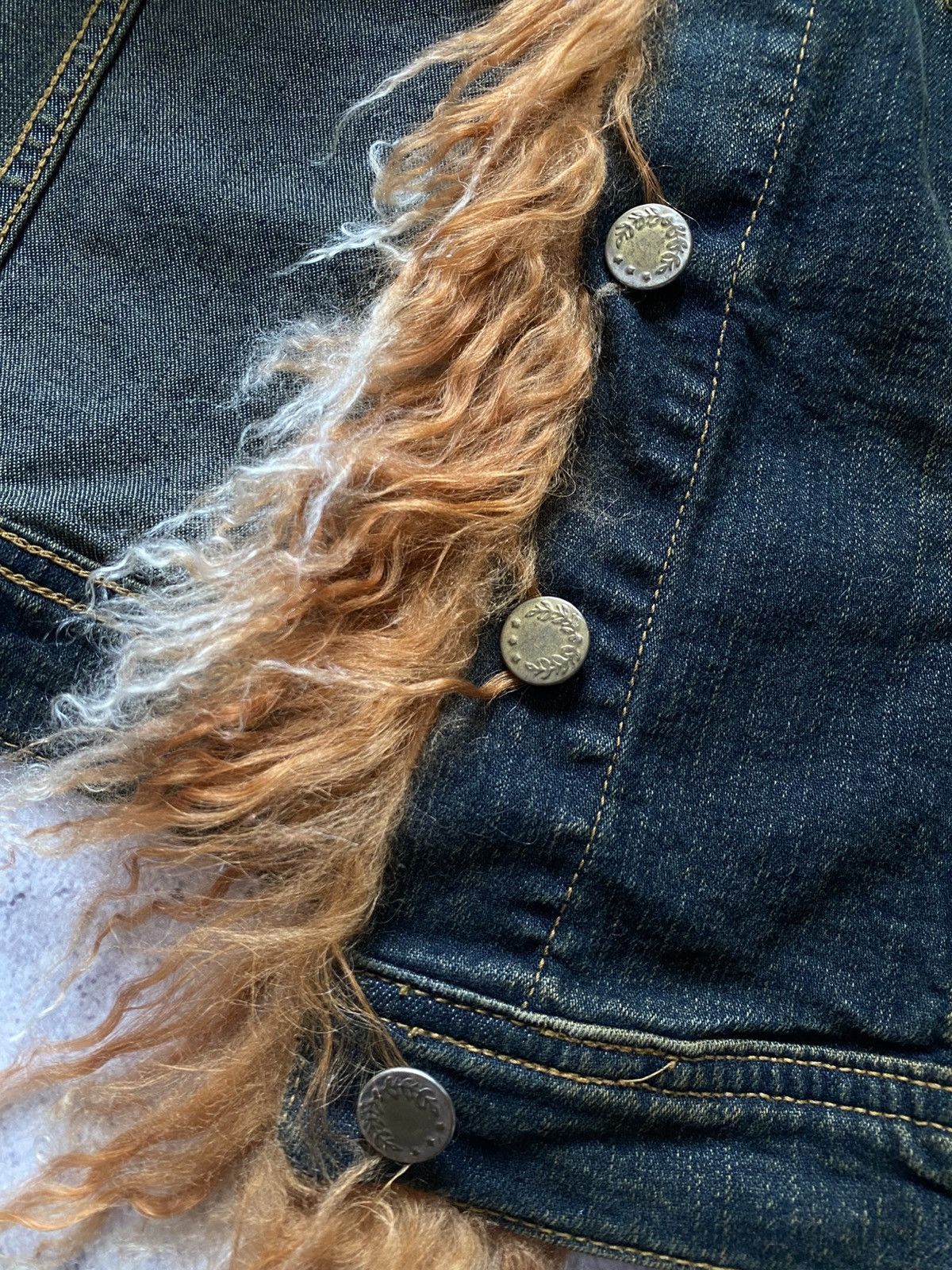 Other Vintage 90s Kryos Paris Blue Denim Jacket Faux Fur Y2K Sz 40 Size M / US 6-8 / IT 42-44 - 7 Thumbnail