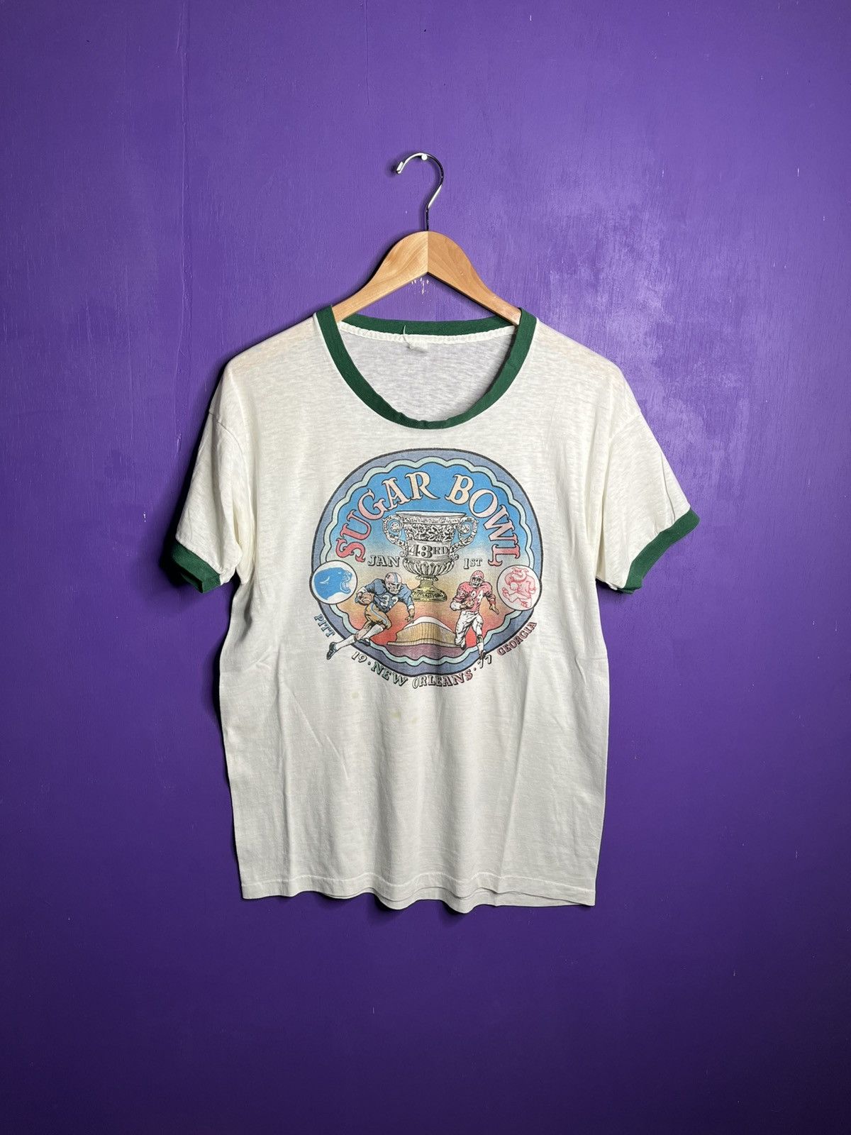 Vintage Vintage 1977 Sugar bowl Georgia vs Pitt ringer t-shirt Size US M / EU 48-50 / 2 - 1 Thumbnail