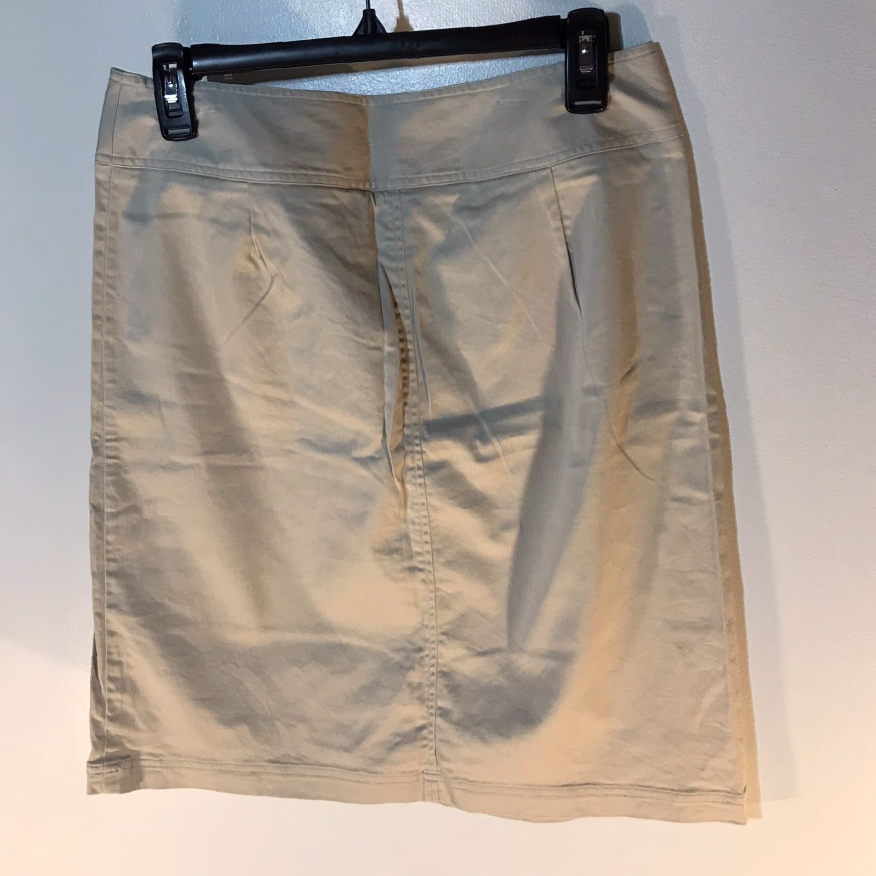 Vintage Dina K Women's Midi Pencil Skirt Khaki Size 12 Cotton Spandex Business Casual Summer Size 34" / US 12 / IT 48 - 2 Thumbnail