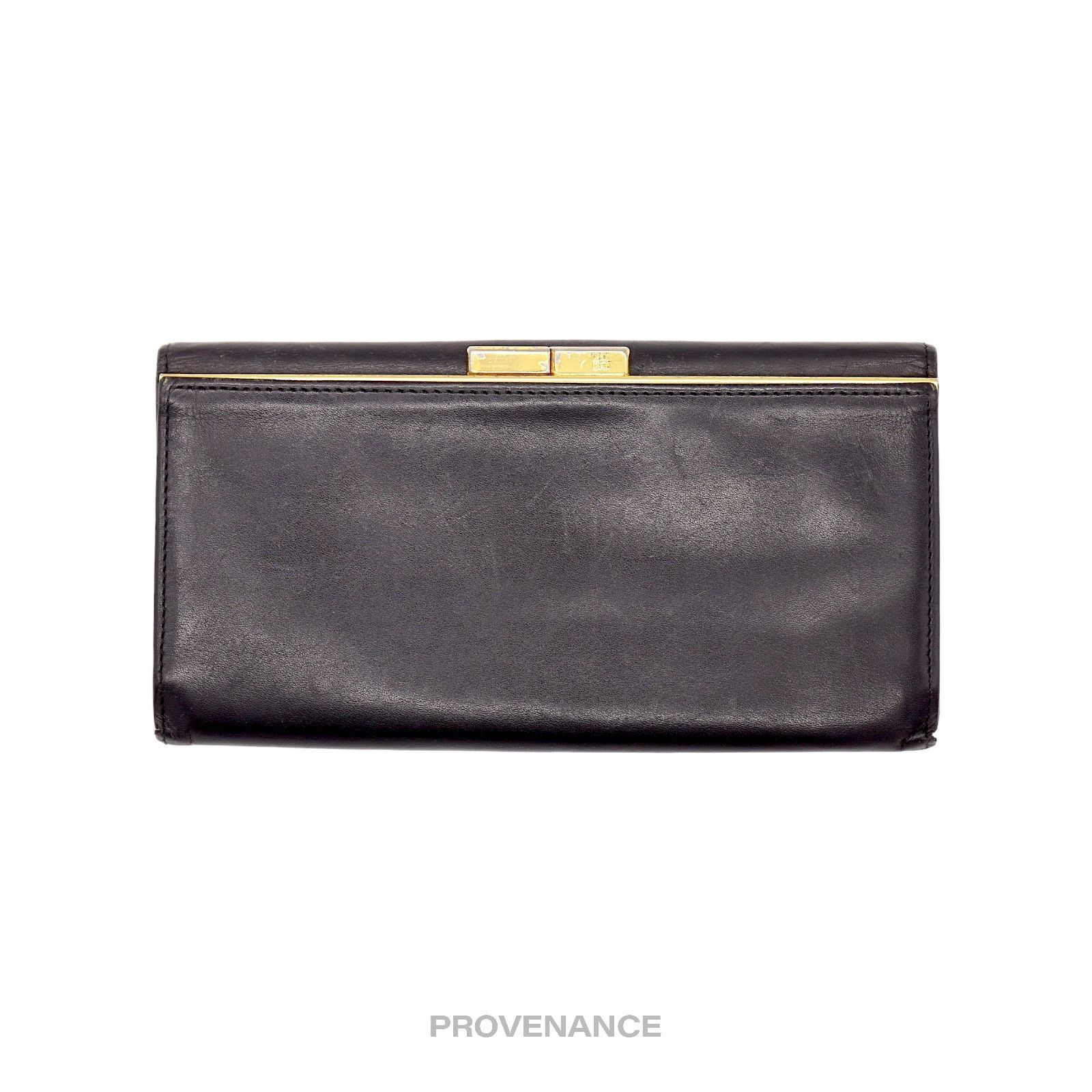 Givenchy 🔴 Givenchy Logo Snap Long Wallet - Black Leather Size ONE SIZE - 2 Thumbnail