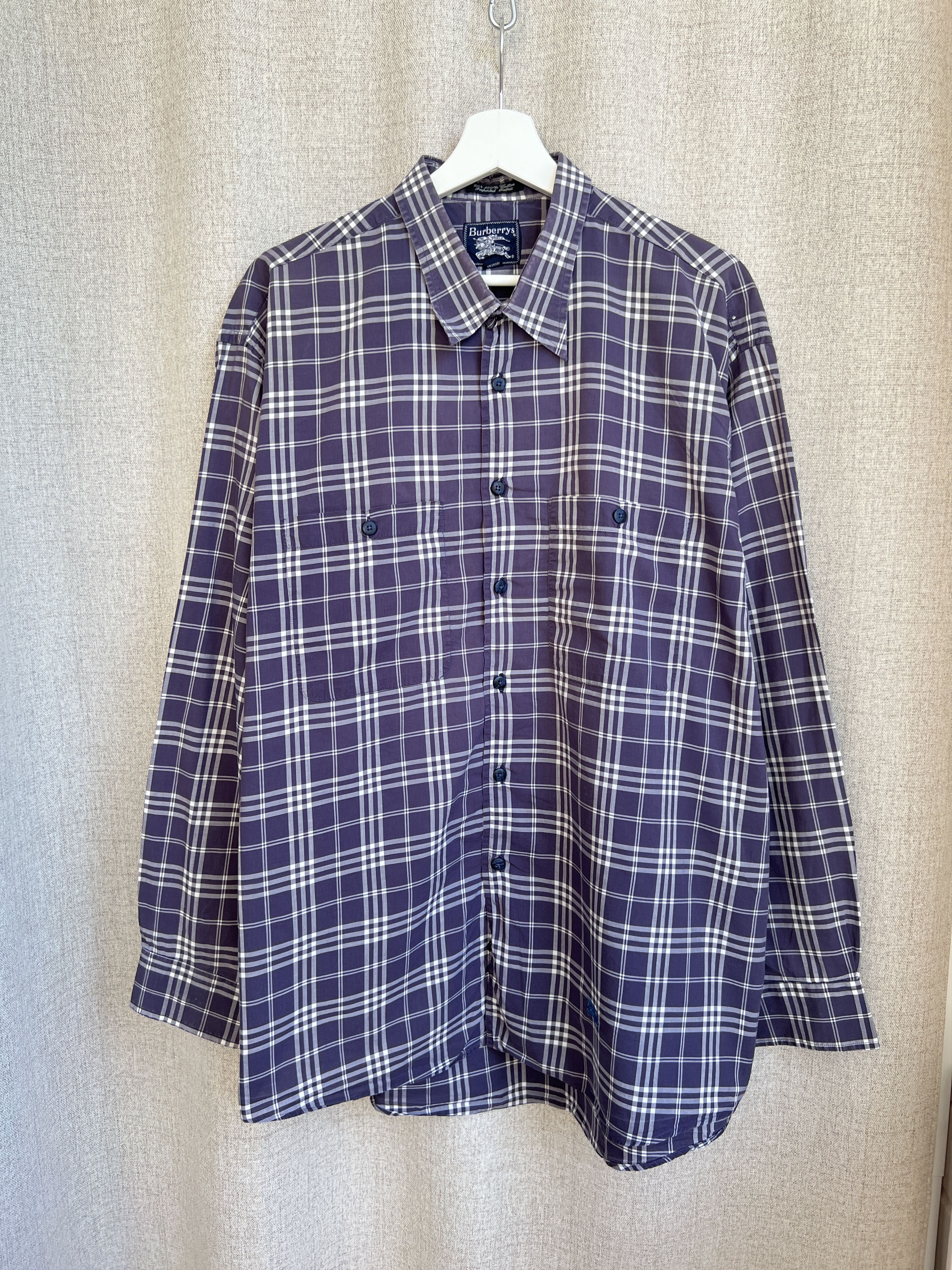 Burberry Vintage 80-90s Burberrys Made in USA Blue Nova Check Size US XL / EU 56 / 4 - 1 Thumbnail