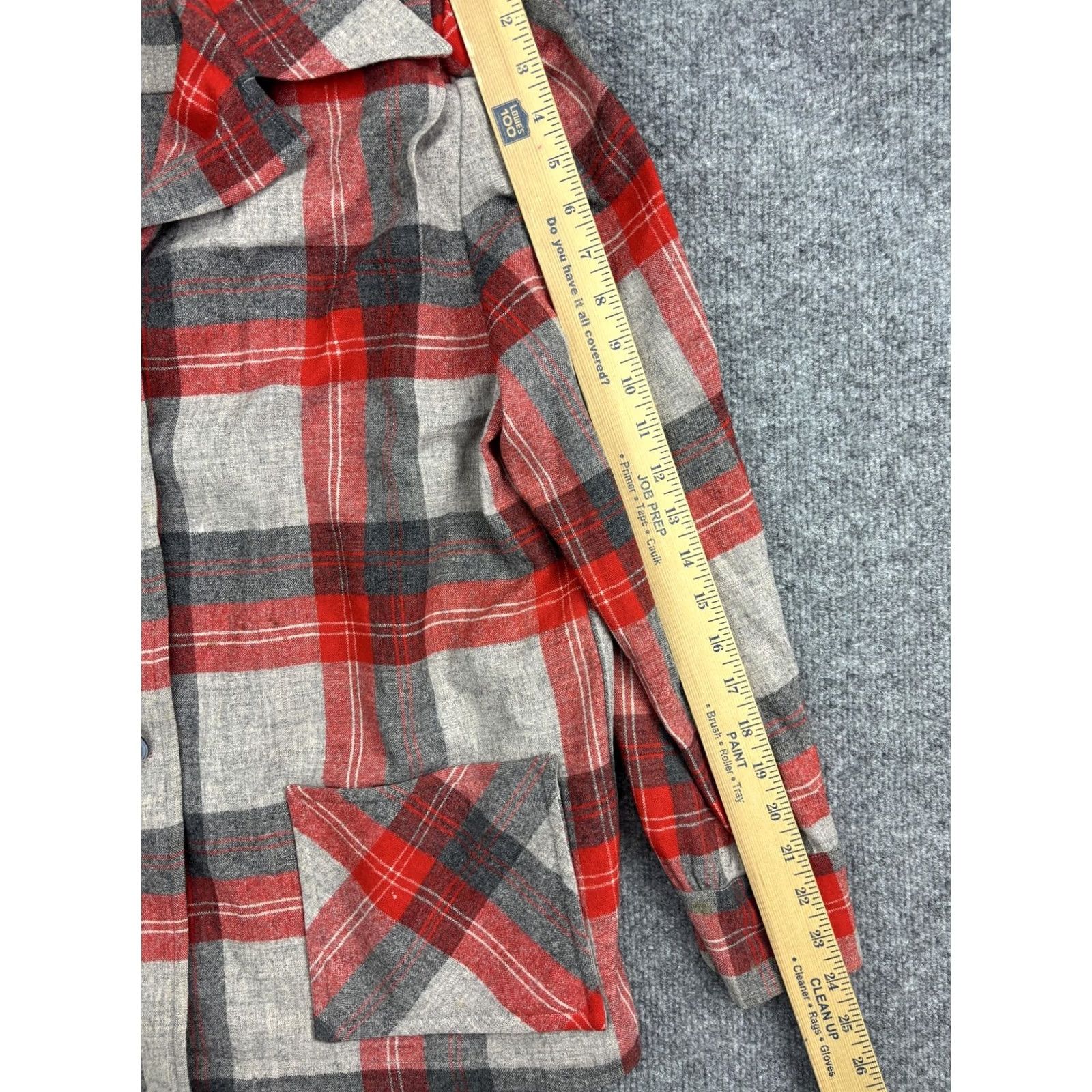 Pendleton VINTAGE Pendleton Jacket Womens Large Red Plaid Wool Flannel Short Button Front Size 36" / US 14 / IT 50 - 4 Thumbnail