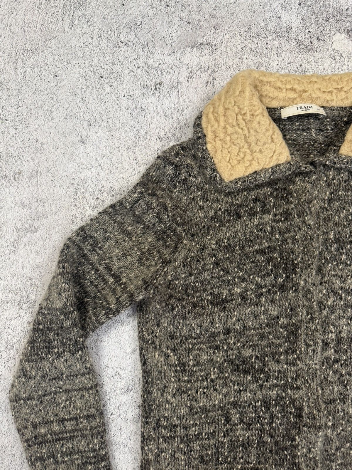 Prada Prada Charcoal Mohair Cardigan with Shearling Trim size 44 Size M / US 6-8 / IT 42-44 - 5 Thumbnail