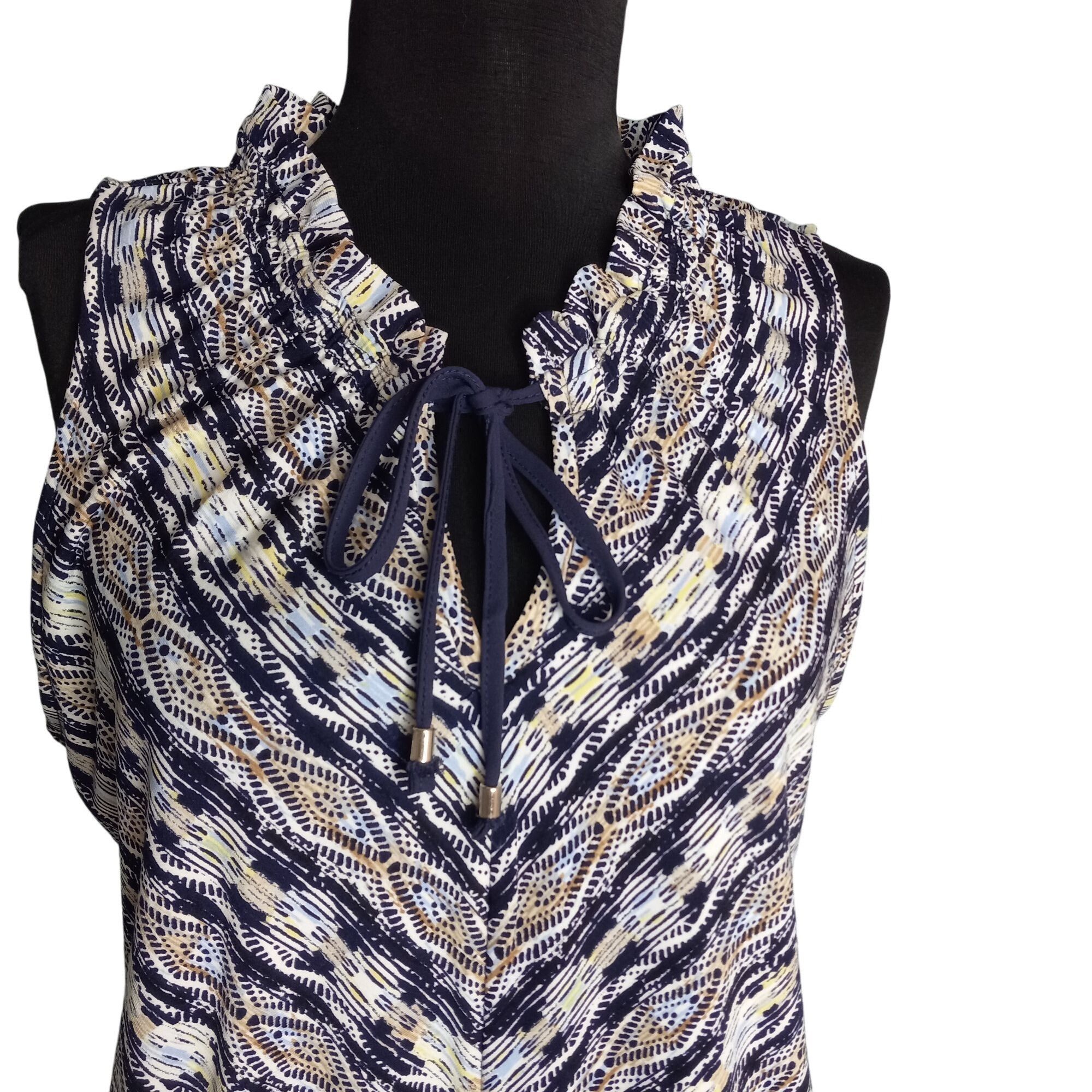 White House Black Market WHBM Size S Blouse Top Womens Sleeveless Ruffle Neck Tie Abs Size S / US 4 / IT 40 - 5 Thumbnail