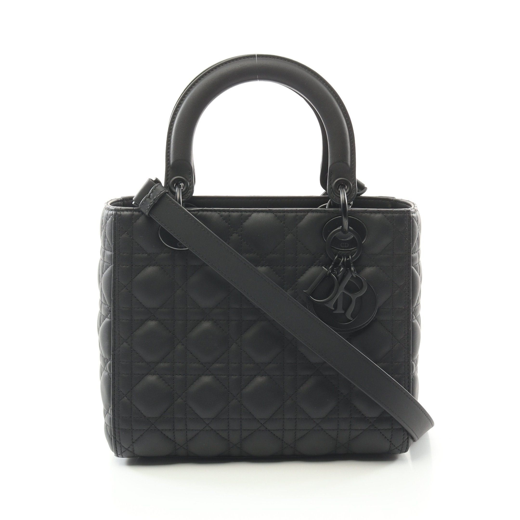 Dior Dior Lady Dior Handbag Leather Black Size ONE SIZE - 1 Thumbnail
