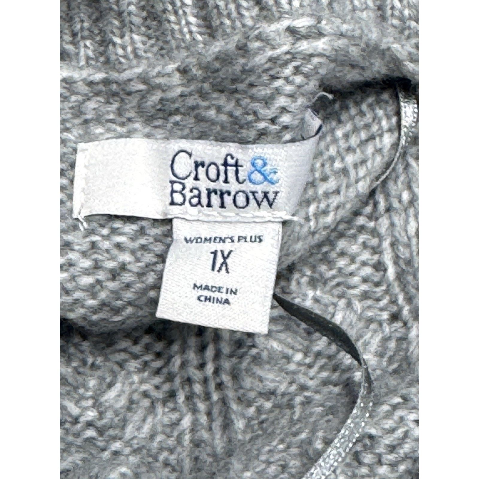 Croft & Barrow CROFT & BARROW Women’s Gray Slit Mock Neck Button Collar XL Size XL / US 12-14 / IT 48-50 - 8 Thumbnail