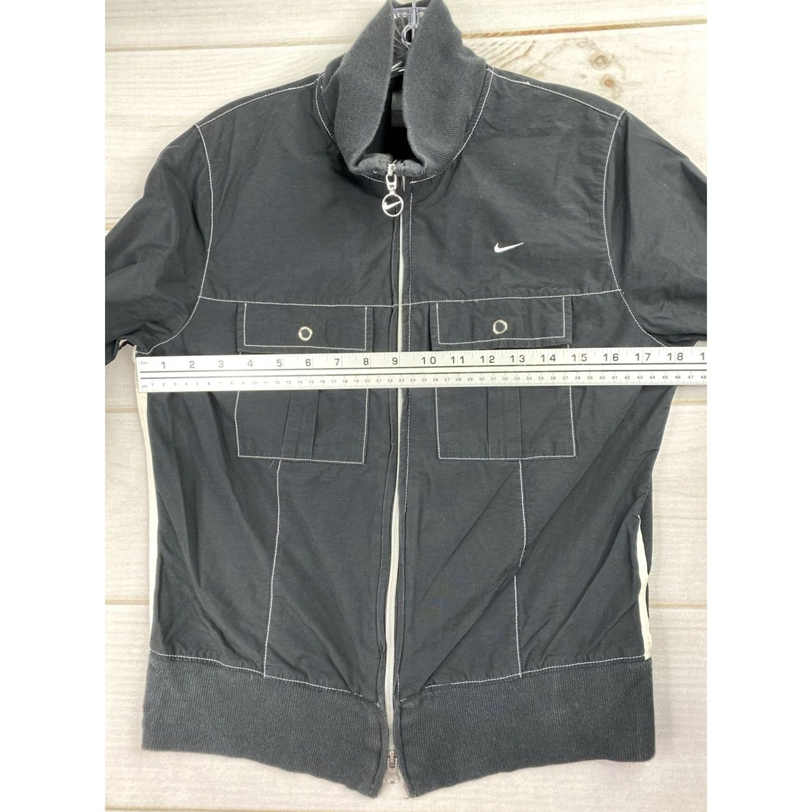 Nike VINTAGE Nike Moto Style Track Jacket Womens M Black Lightweight Swoosh Y2K Size M / US 6-8 / IT 42-44 - 5 Thumbnail