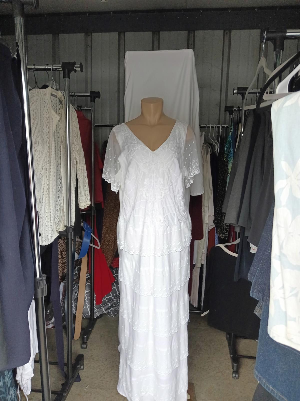 Sundae School Sundance Embroidered White Maxi Dress Size L / US 10 / IT 46 - 1 Thumbnail