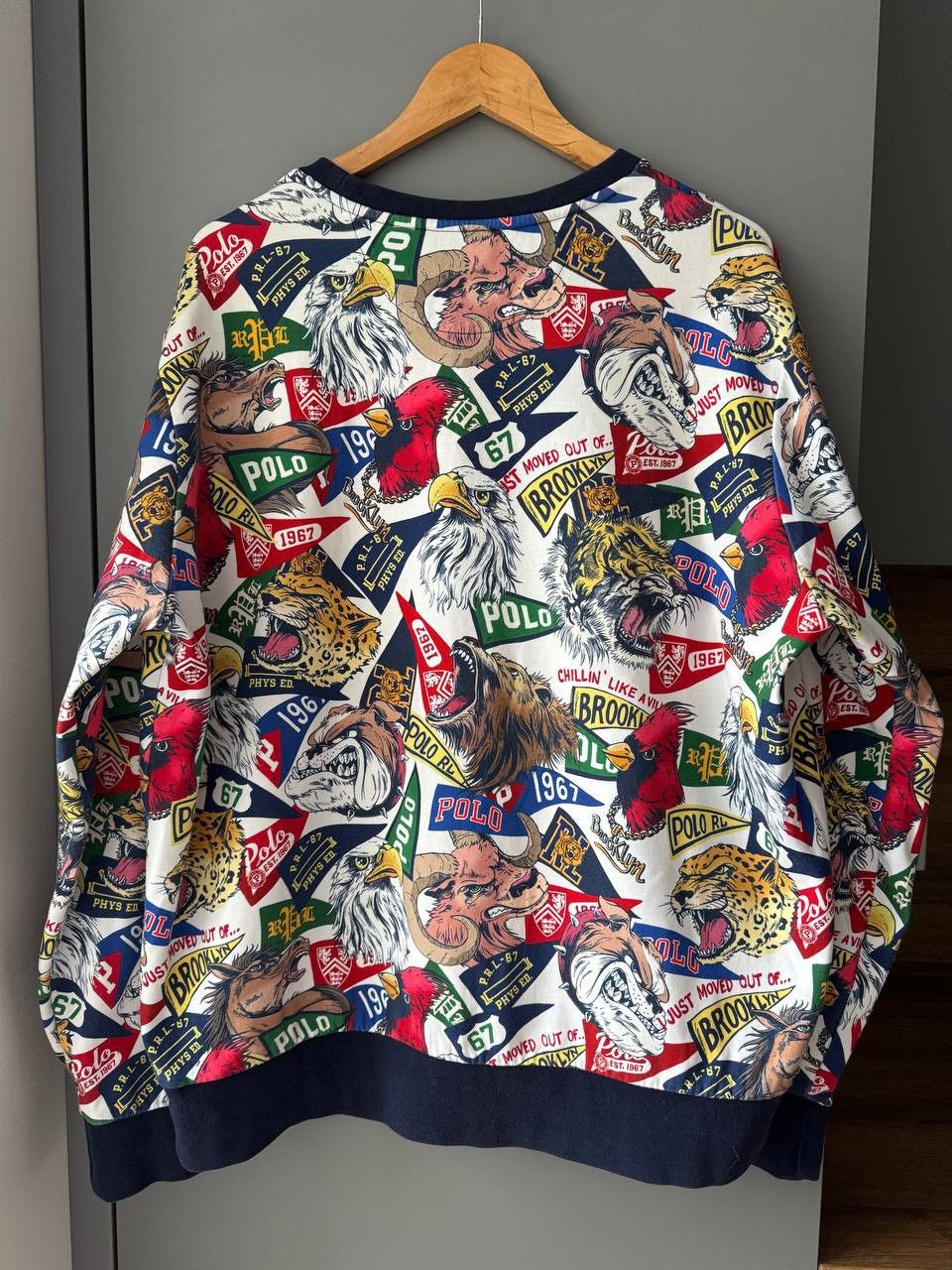 Polo Ralph Lauren × Vintage Vintage Y2K Polo Ralph Lauren All Over Print Logo Sweatshirt Size US XL / EU 56 / 4 - 6 Thumbnail