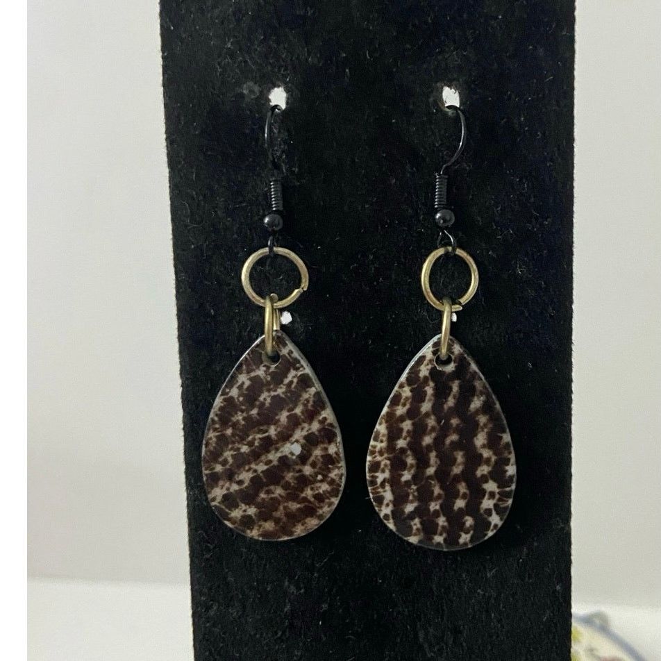 Handmade brown teardrop earrings Size ONE SIZE - 1 Thumbnail