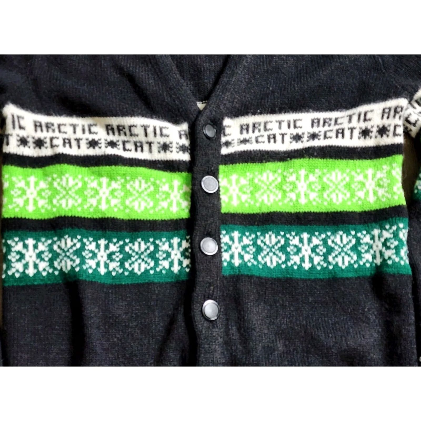 Vintage Vintage Fuller Gulf Fashions Arctic Cat Snowmobile Button Cardigan Acrylic Sweater USA Made S Black Mens Rockabilly Adult Small Size US S / EU 44-46 / 1 - 5 Thumbnail