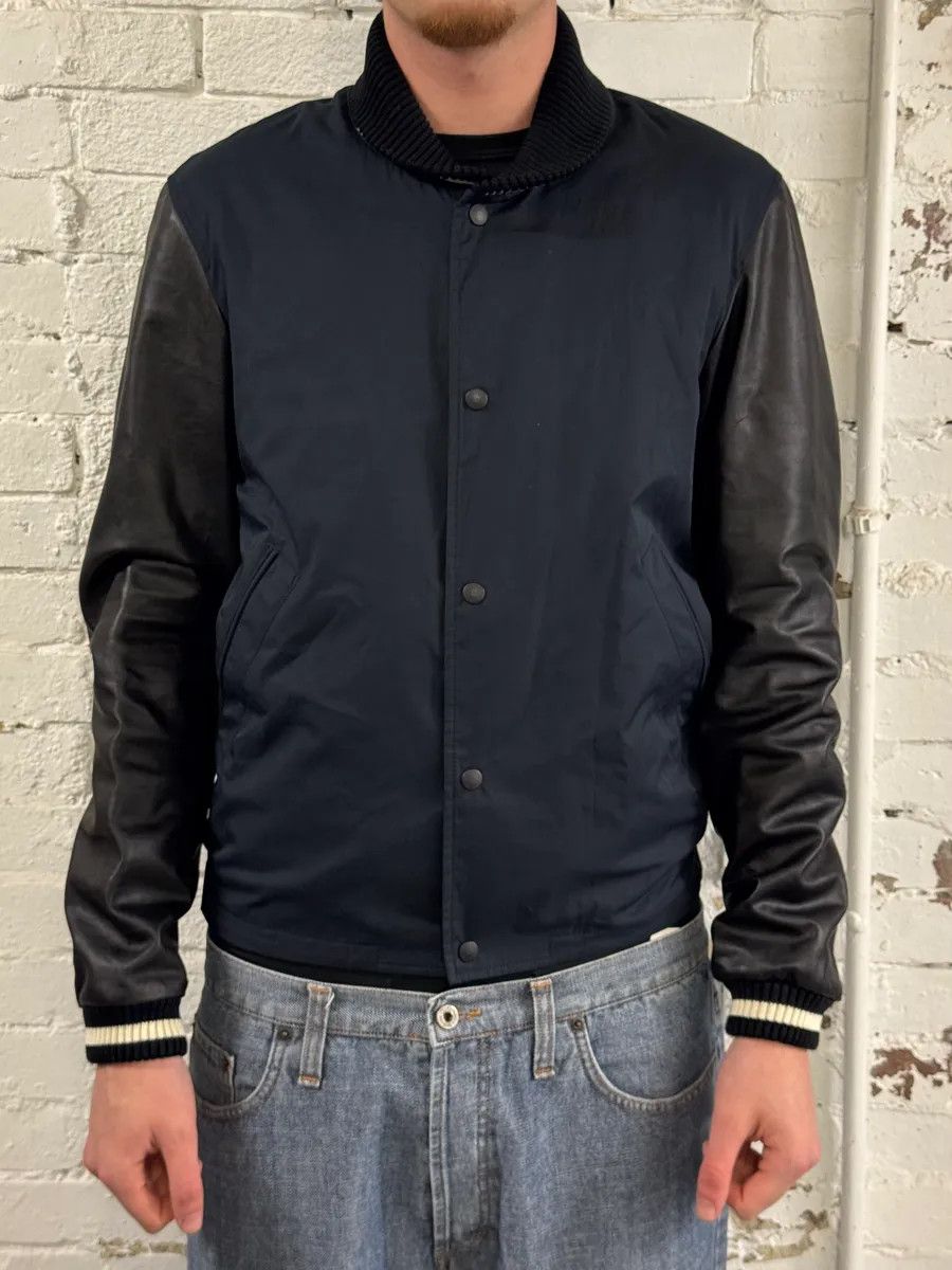 Gucci FW2010 Gucci Leather Black & Navy Varsity Bomber Jacket by Frida Giannini Size US L / EU 52-54 / 3 - 3 Thumbnail