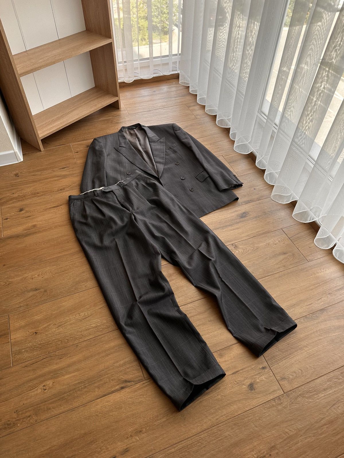 Balenciaga × Vintage Vintage Balenciaga Paris Luxury Laine Grey Formal Suit Size 40L - 3 Thumbnail