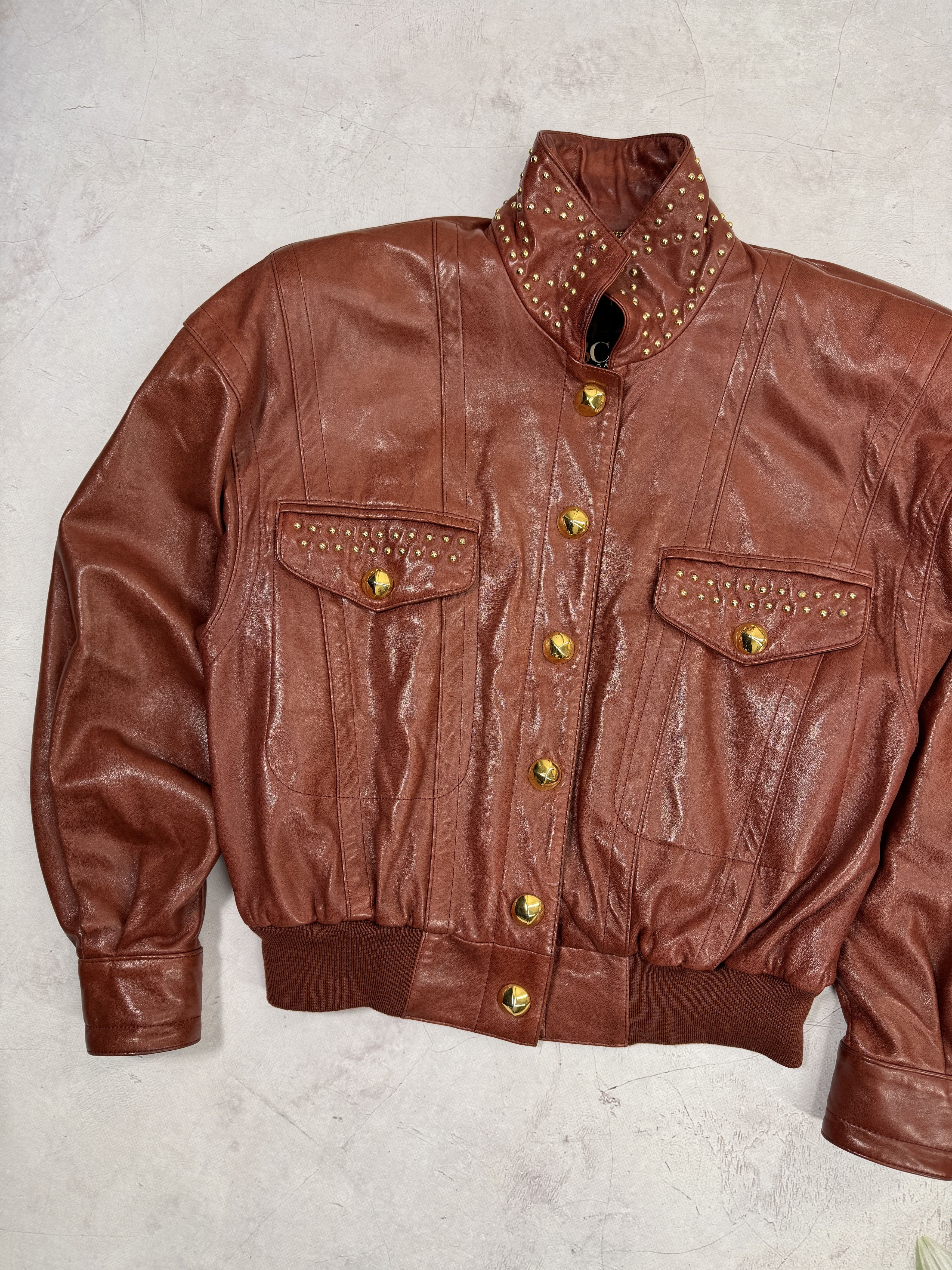 Escada Escada Lambskin Jacket & Gold Studs Snap-Front Size M / US 6-8 / IT 42-44 - 4 Thumbnail