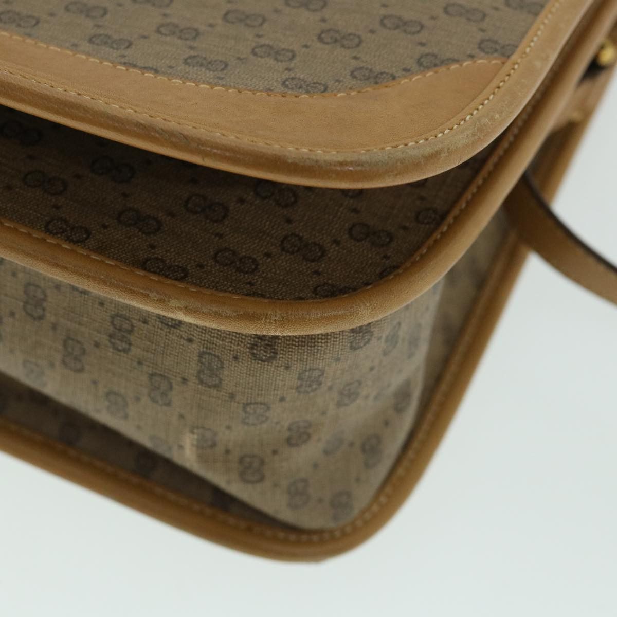 Gucci GUCCI Micro GG Canvas Web Sherry Line Shoulder Bag Beige Size ONE SIZE - 9 Thumbnail