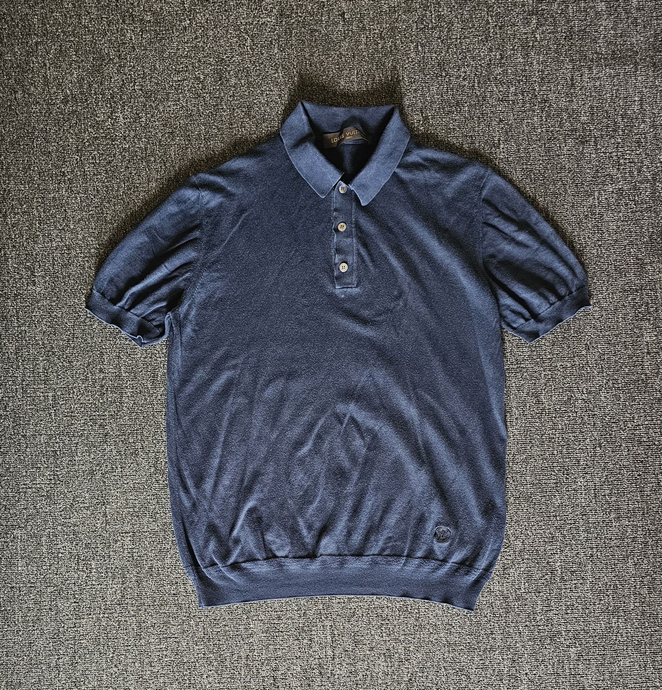 Louis Vuitton Louis Vuitton Men's Blue Cotton Silk Blend Polo Shirt Size M Size US S / EU 44-46 / 1 - 1 Thumbnail