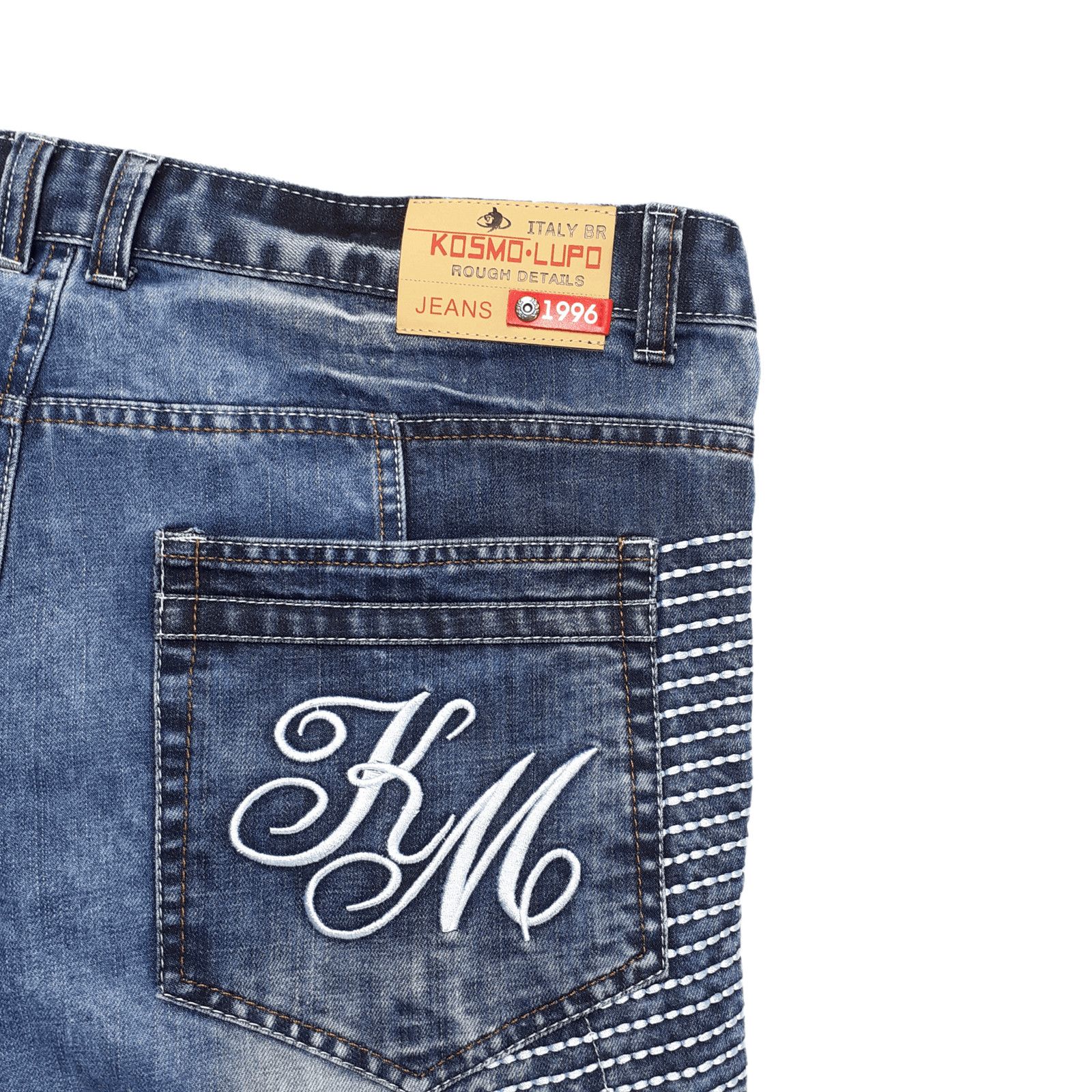 Vintage Vintage Kosmo Lupo Y2K Patchwork Multi Pocket Denim Shorts Size US 38 / EU 54 - 5 Thumbnail