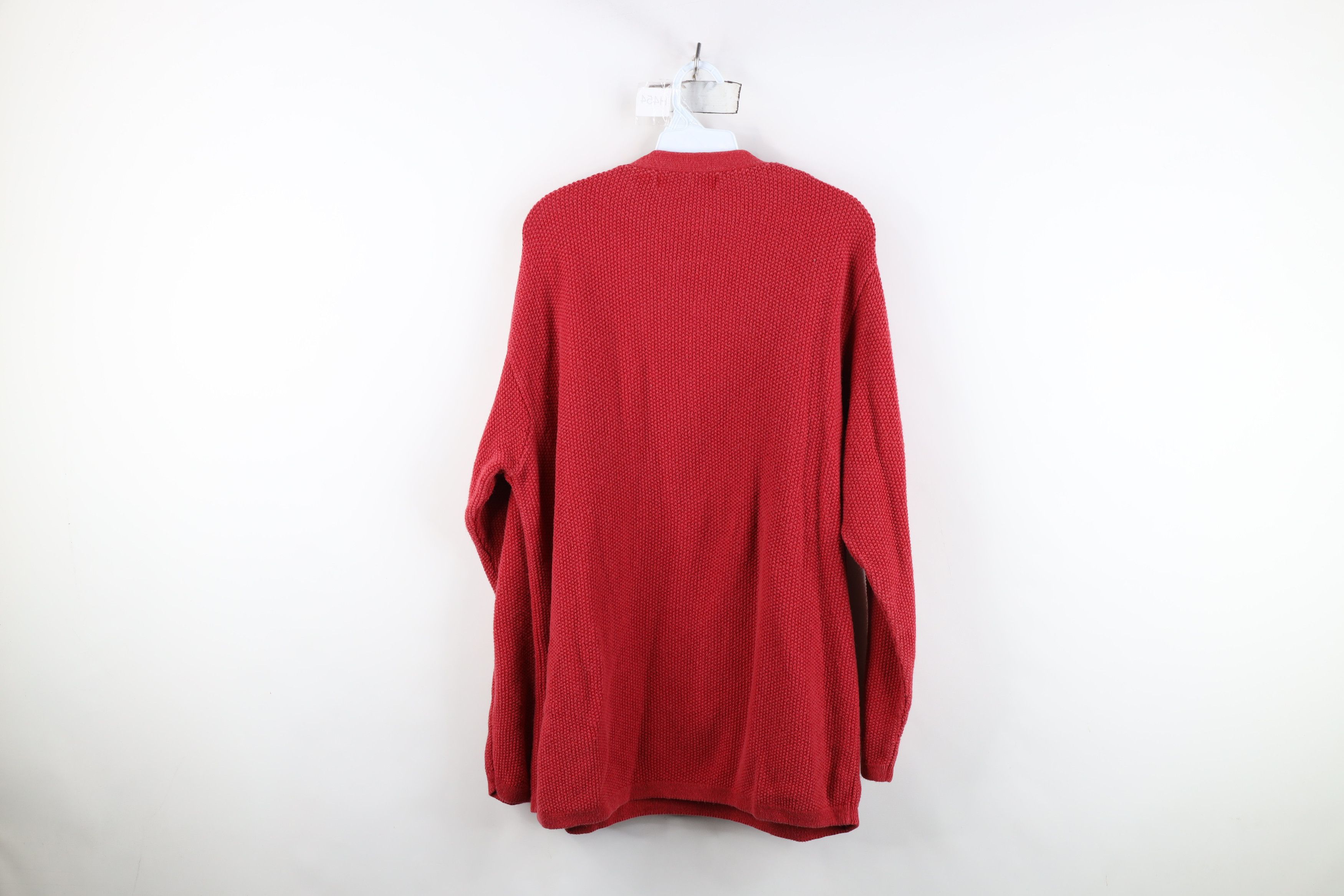Vintage Vintage 90s Streetwear Blank Thermal Knit Henley Sweater Red Size US L / EU 52-54 / 3 - 8 Thumbnail