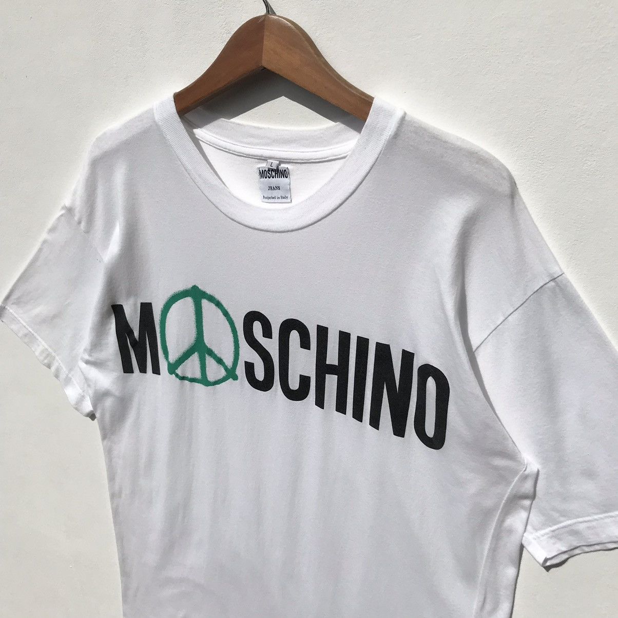 Moschino Vintage 90s Moschino Peace Logo Shirt Moschino Size US L / EU 52-54 / 3 - 6 Thumbnail