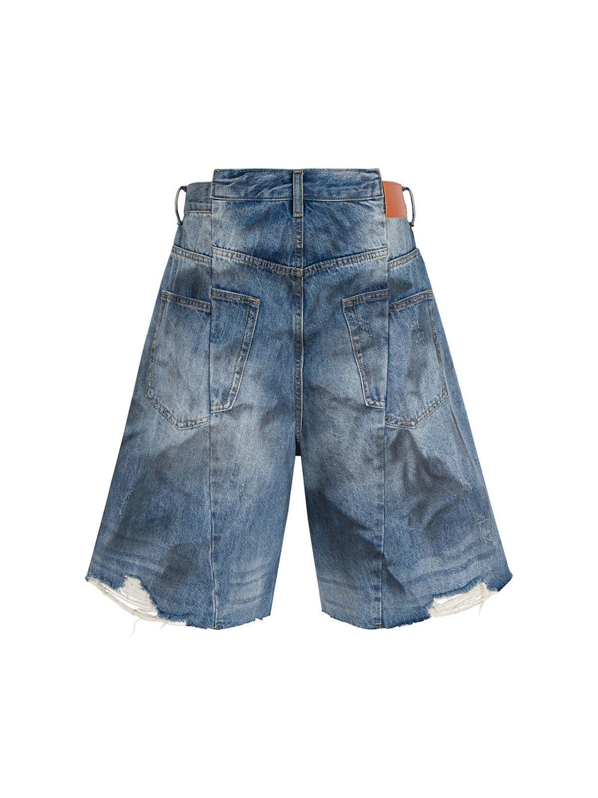 Japanese Brand Tie-Dye Distressed Denim Shorts Size ONE SIZE - 3 Thumbnail