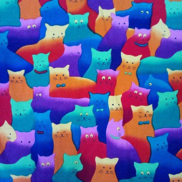 Other Vintage 80s Caribou New York Cat Kitten Rainbow Button Shirt Size L / US 10 / IT 46 - 6 Thumbnail