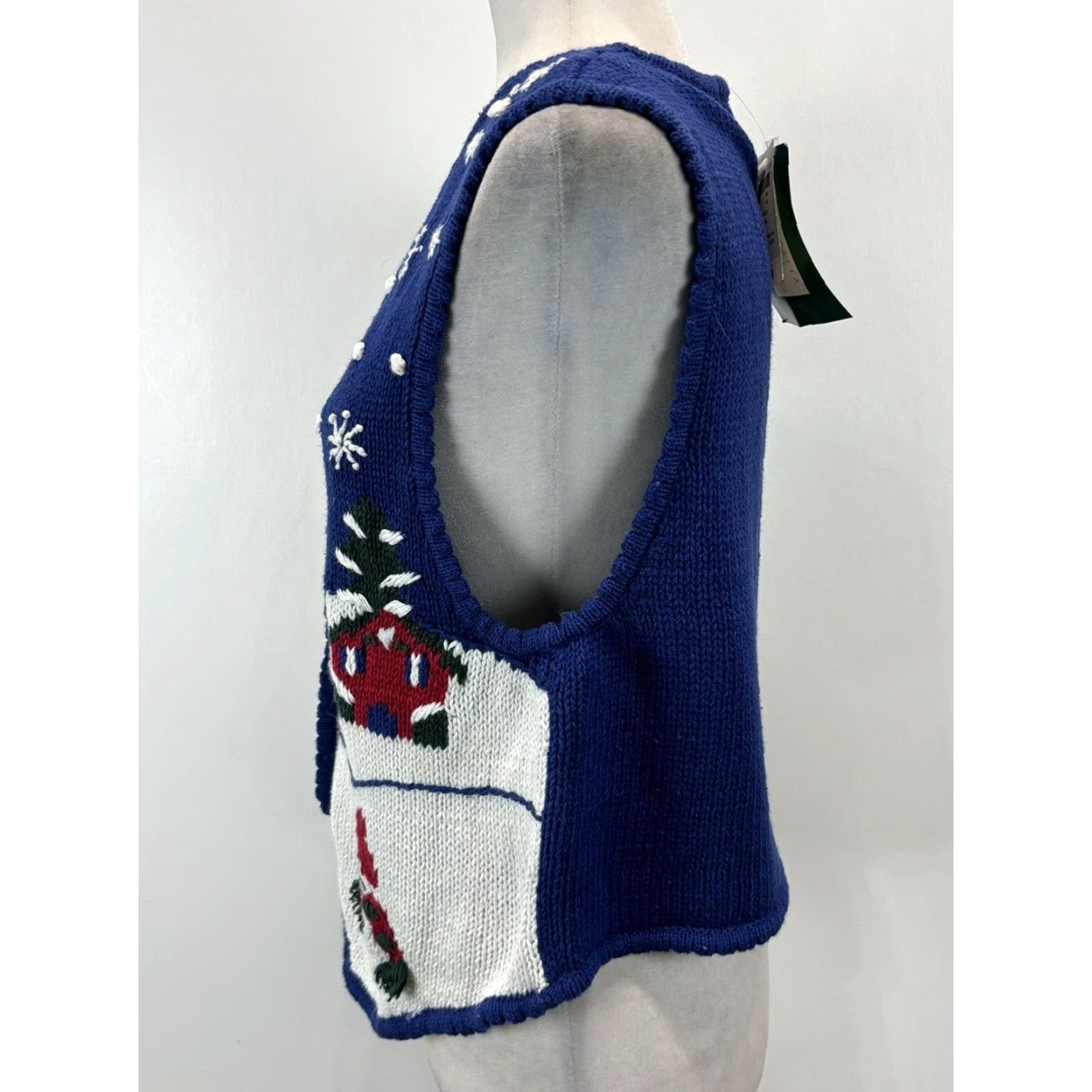 Vintage VINTAGE Bryn Connelly Christmas Sweater Vest Knit Snowmen Medium Blue 90s Womens Size M / US 6-8 / IT 42-44 - 2 Thumbnail
