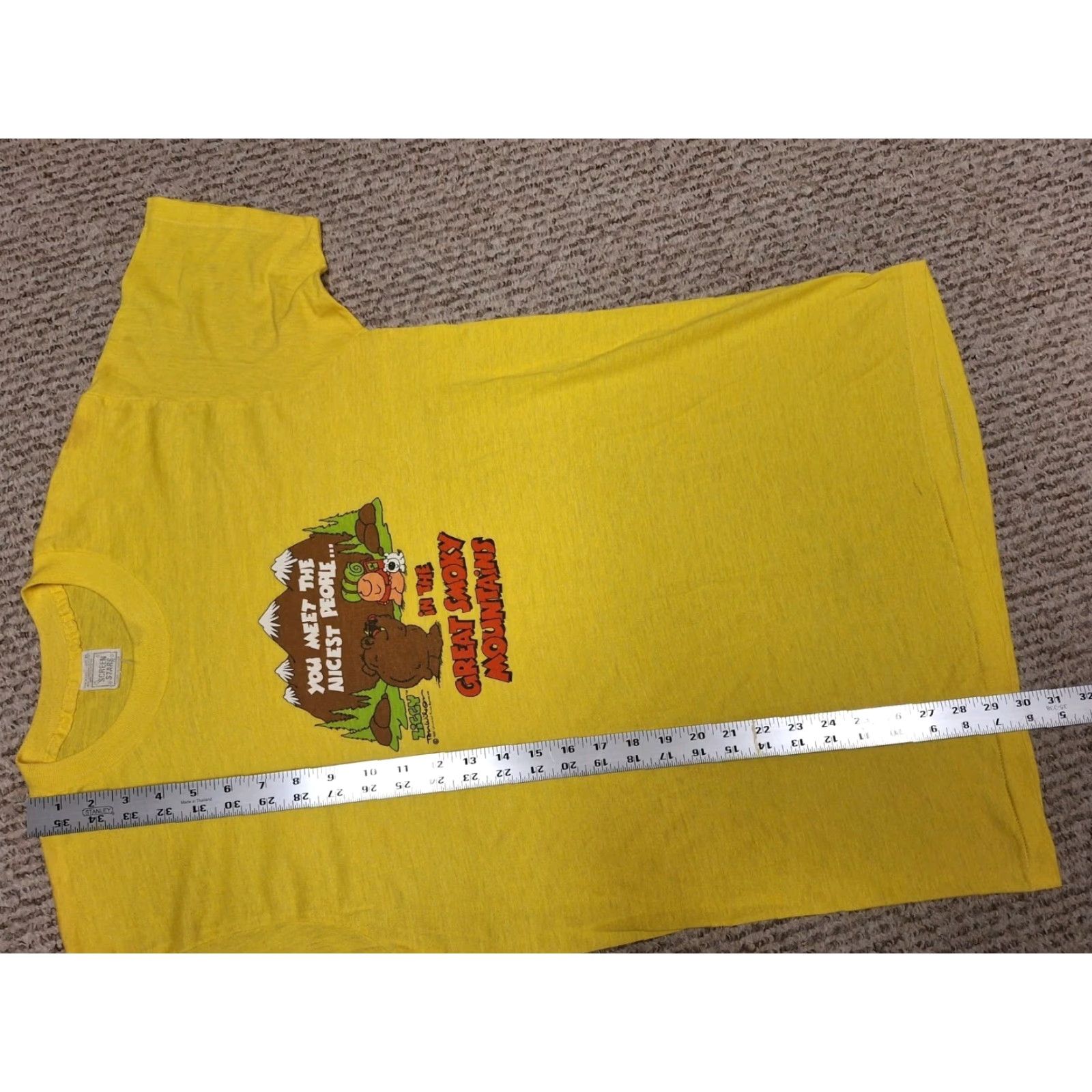 Vintage VINTAGE Ziggy Wilson Cartoon Great Smoky Mountains Nature Hiking Shirt Mens L/XL Yellow 70s 80s Size US L / EU 52-54 / 3 - 6 Thumbnail