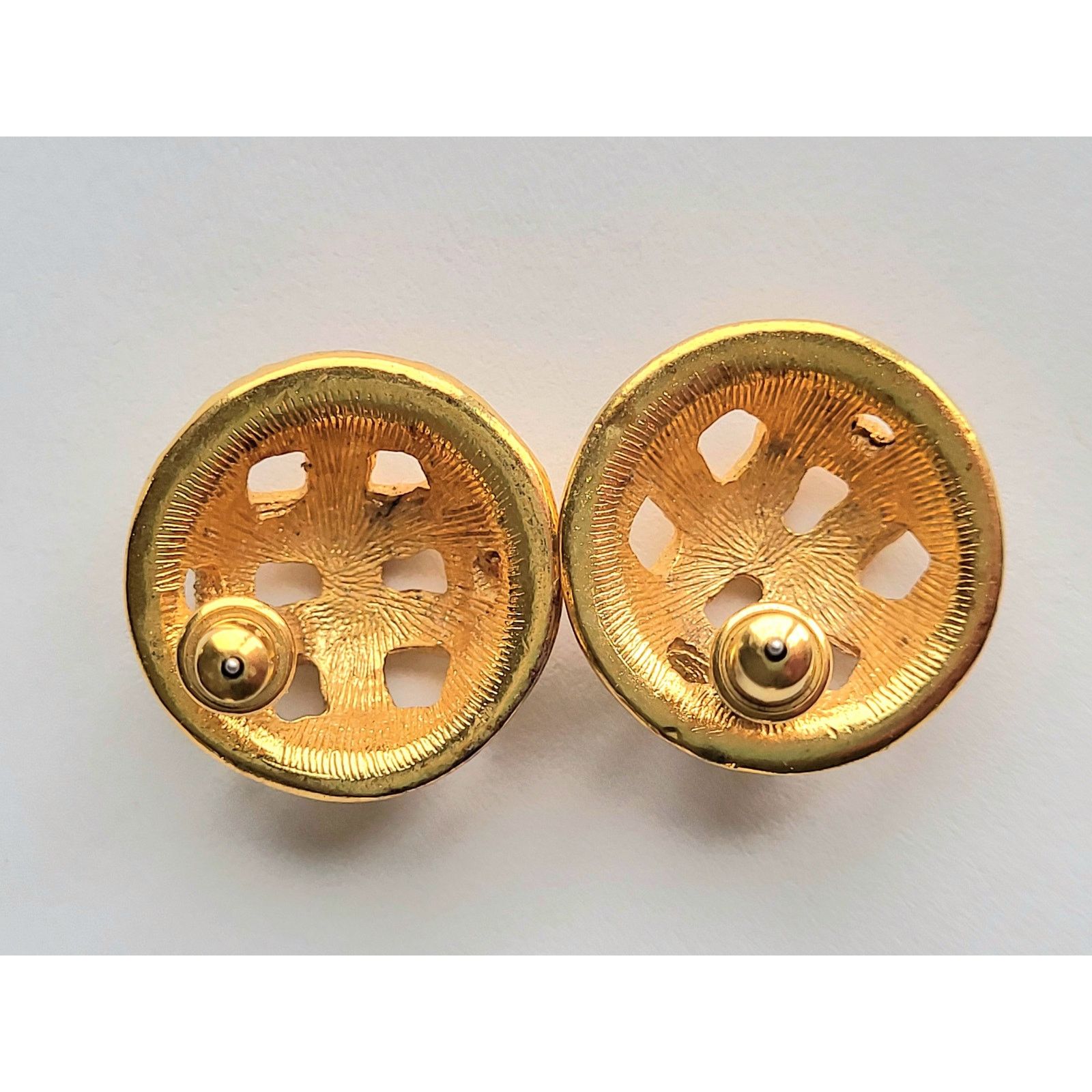 Monet Vintage Gold Monet Earrings Pierced Signed Basket Weave Size ONE SIZE - 4 Thumbnail