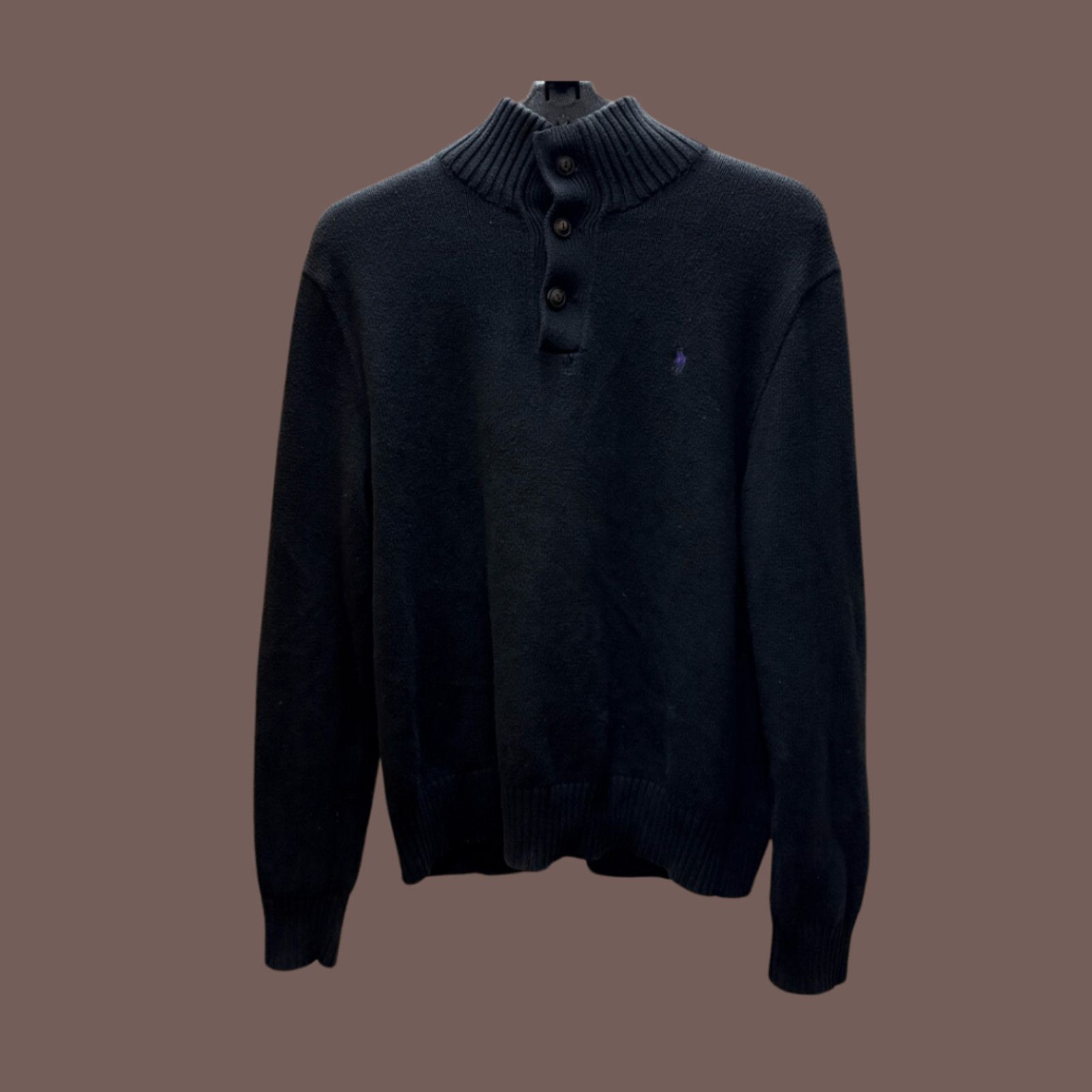 Polo Ralph Lauren VTG Knit Polo Sweater | Polo Ralph Lauren Black Cotton Size US L / EU 52-54 / 3 - 1 Thumbnail