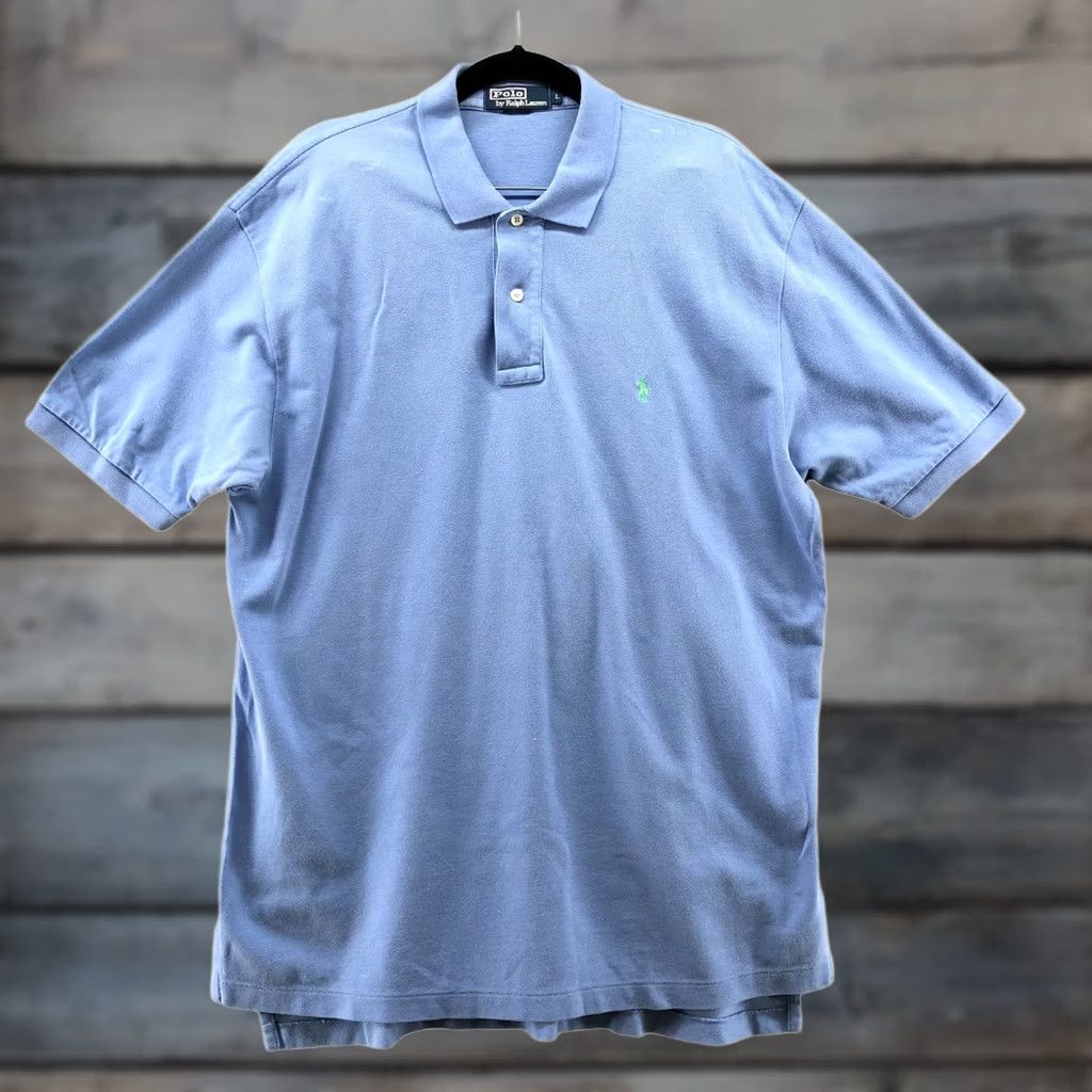 Polo Ralph Lauren VTG Polo Ralph Lauren Polo Shirt Mens L Light Blue Short Sleeve Pony Logo Cotton Polo Size US L / EU 52-54 / 3 - 1 Thumbnail