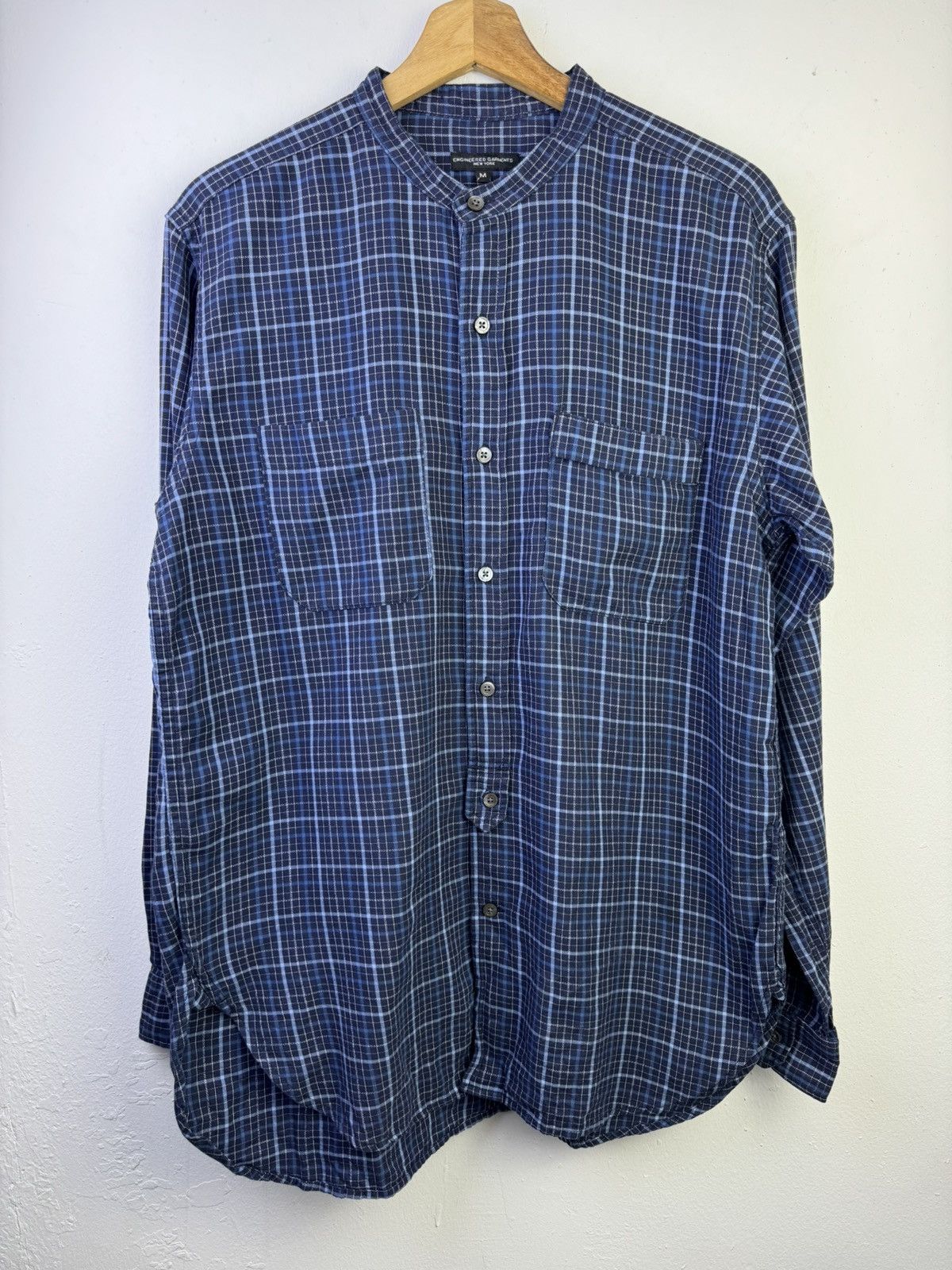 Engineered Garments Engineered Garments banded collar shirt in a dark navy Size US M / EU 48-50 / 2 - 1 Thumbnail