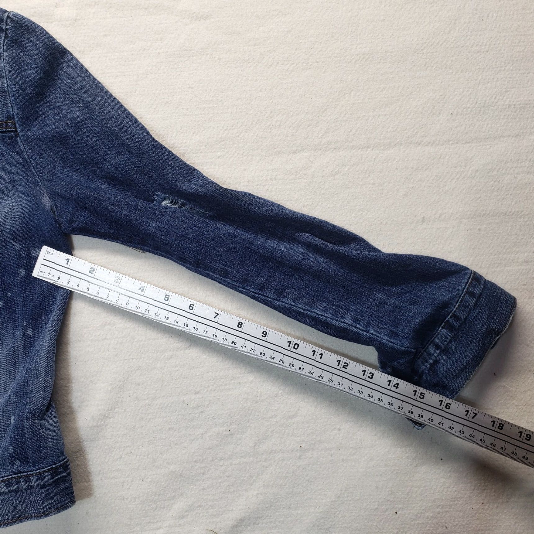 Denime I Love Ronson Denim Blue Jean Jacket Distressed Long Sleeve 100% Cotton Women XS Size XS / US 0-2 / IT 36-38 - 6 Thumbnail