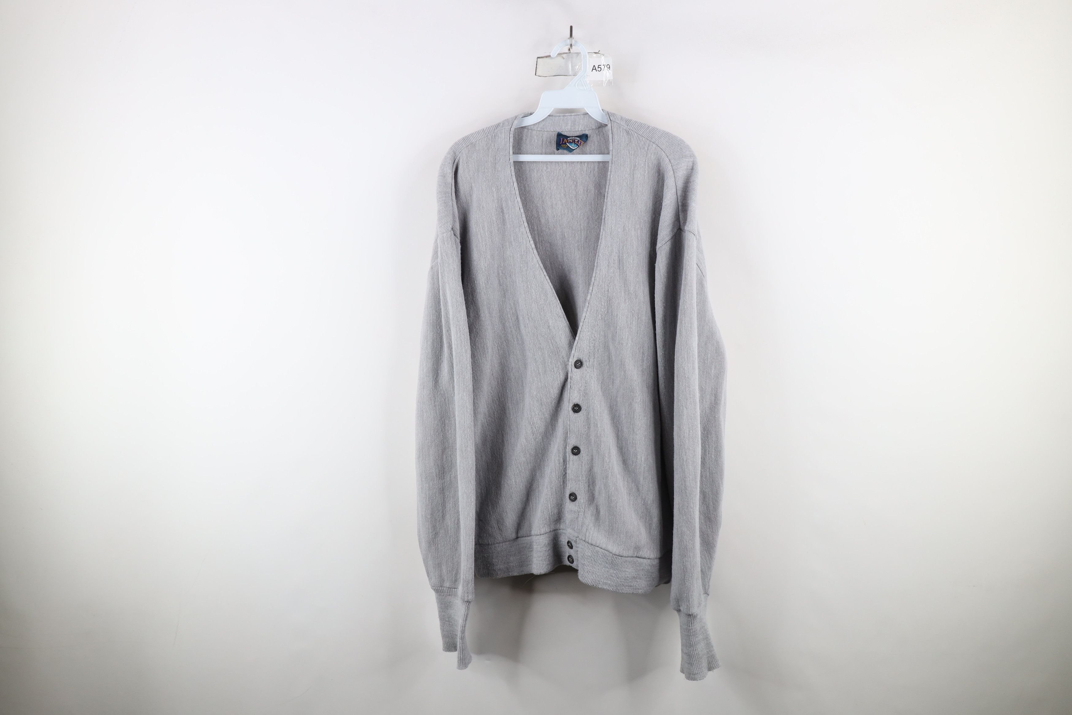 Vintage Vintage 70s Streetwear Blank Knit Cardigan Sweater Gray USA Size US XL / EU 56 / 4 - 1 Thumbnail