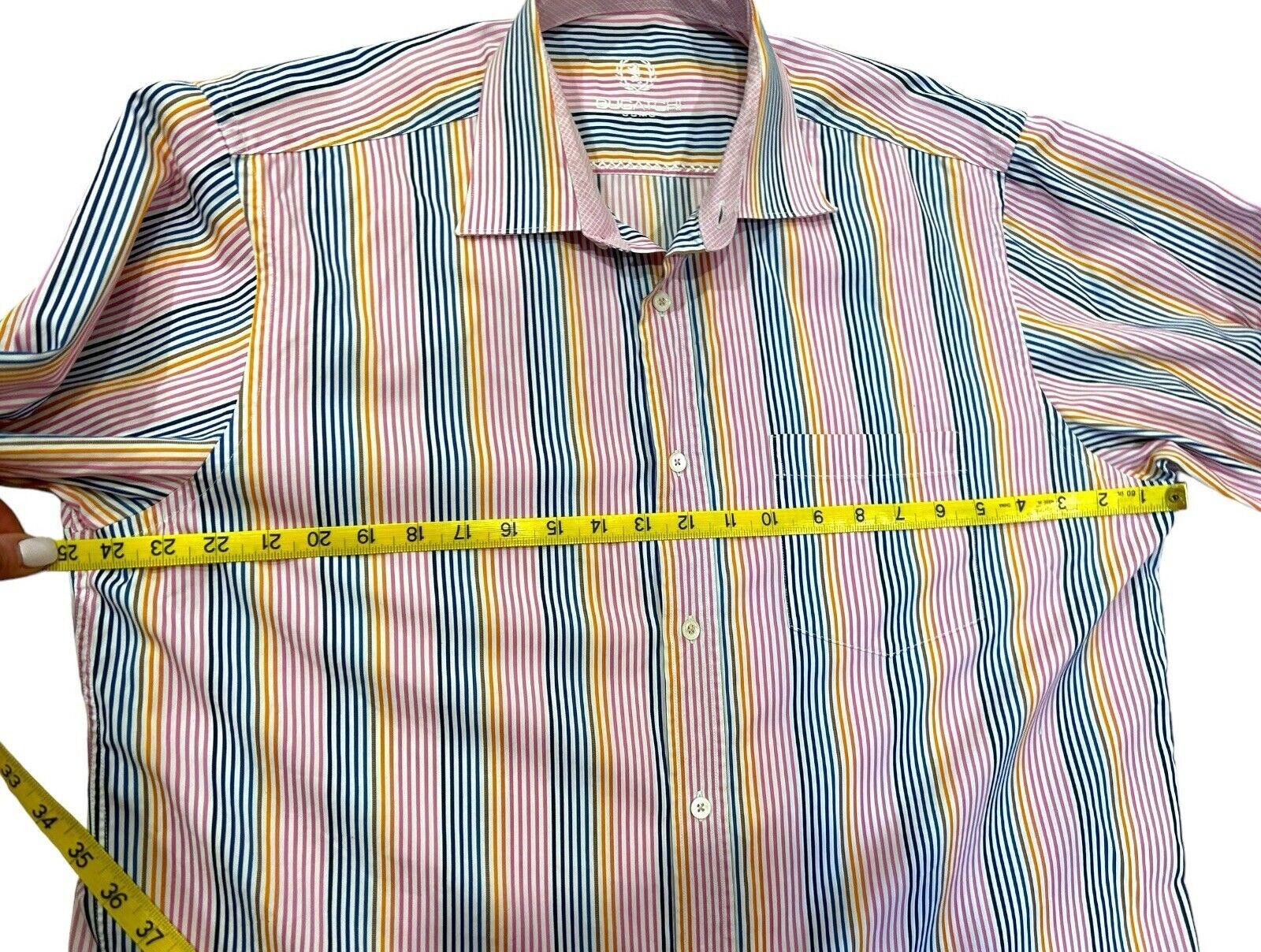 Designer Bugatchi Uomo Men’s Button Up Shirt Striped Classic Fit XL Size 44R - 5 Thumbnail