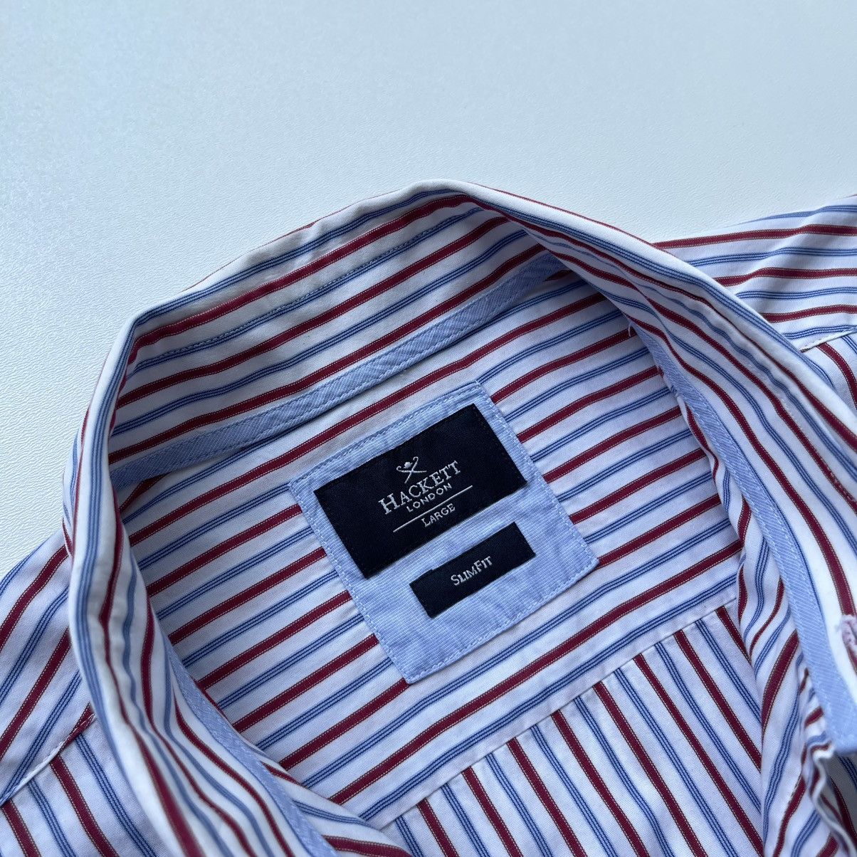 Hackett Hackett London Slim Striped Button Ups Shirt White/Red/Blue Size US L / EU 52-54 / 3 - 6 Thumbnail