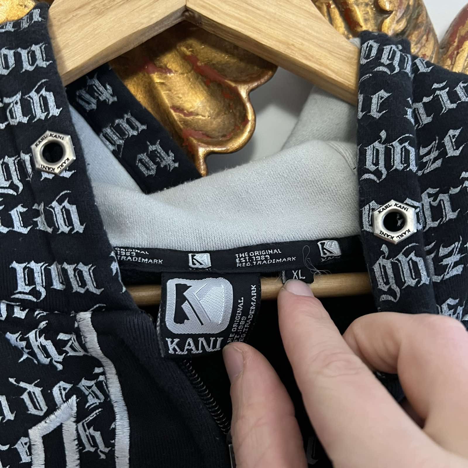 Karl Kani × Vintage Vintage Karl Kani Black Zip Hoodie Monogram Sz XL Size US XL / EU 56 / 4 - 6 Thumbnail
