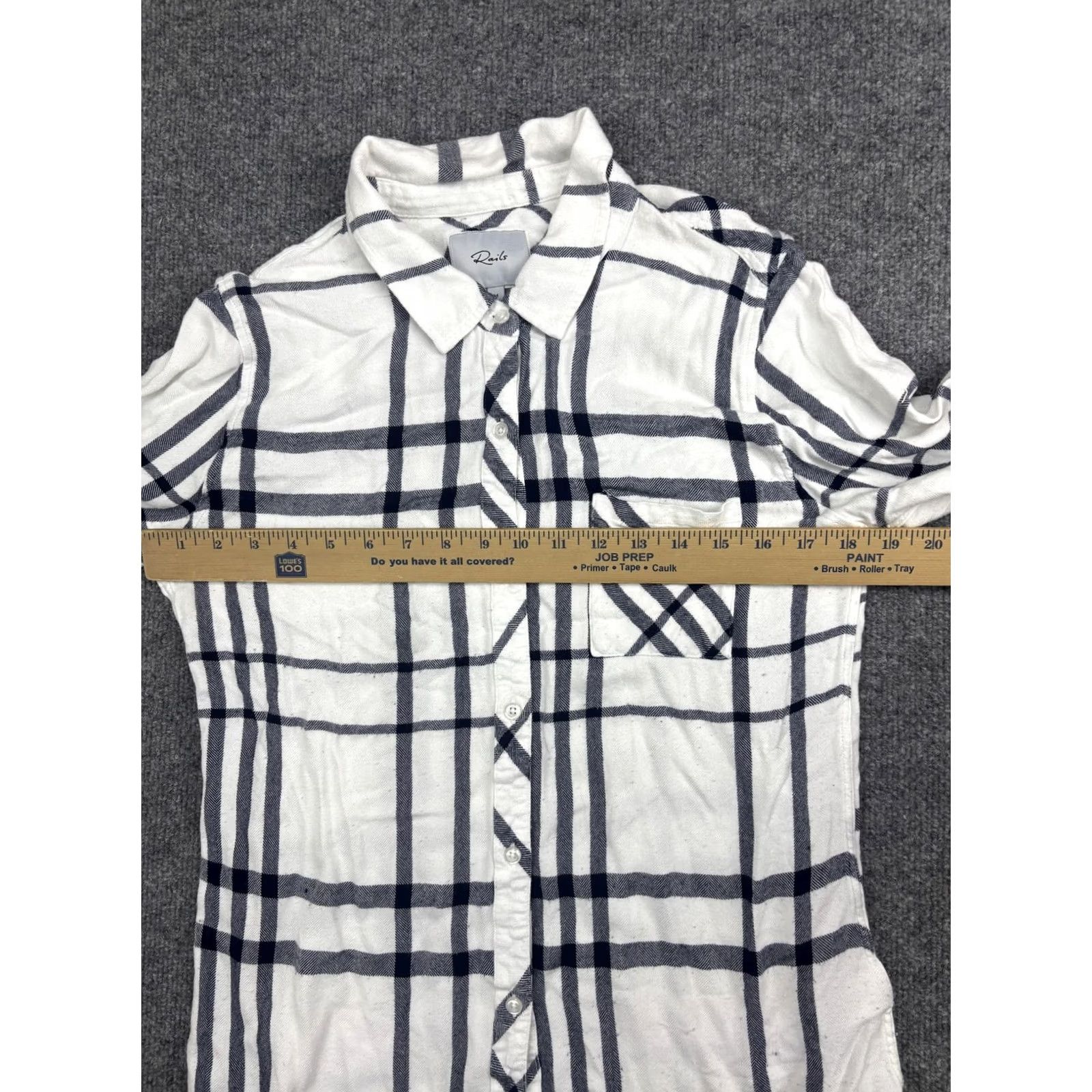 Rails Rails Hunter Shirt Womens Medium White Navy Plaid Button Front Long Sleeve Top Size M / US 6-8 / IT 42-44 - 5 Thumbnail