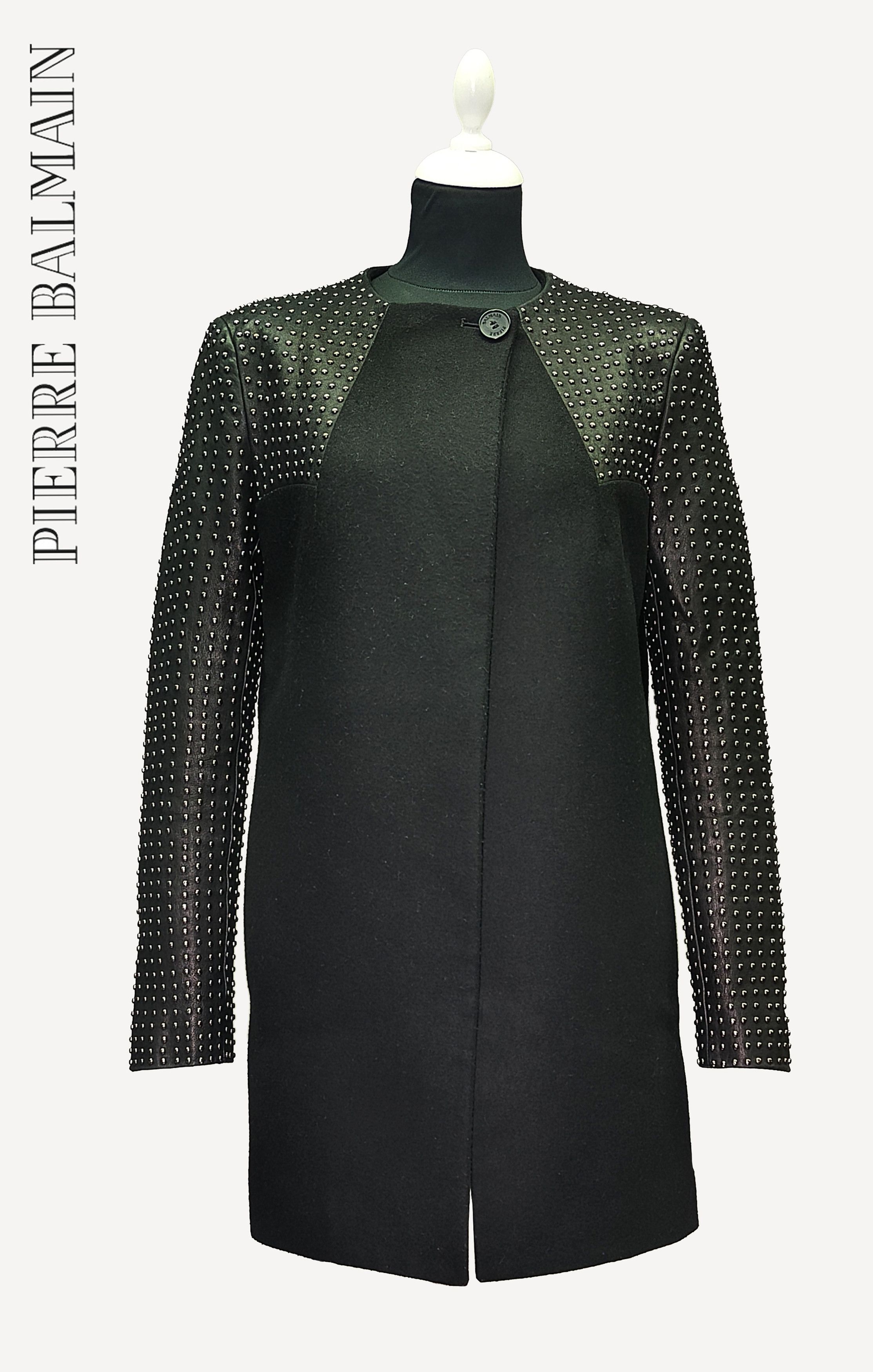 Pierre Balmain Pierre Balmain _ taly _ Studded Leather _ Wool & Cashmere Size M / US 6-8 / IT 42-44 - 1 Thumbnail