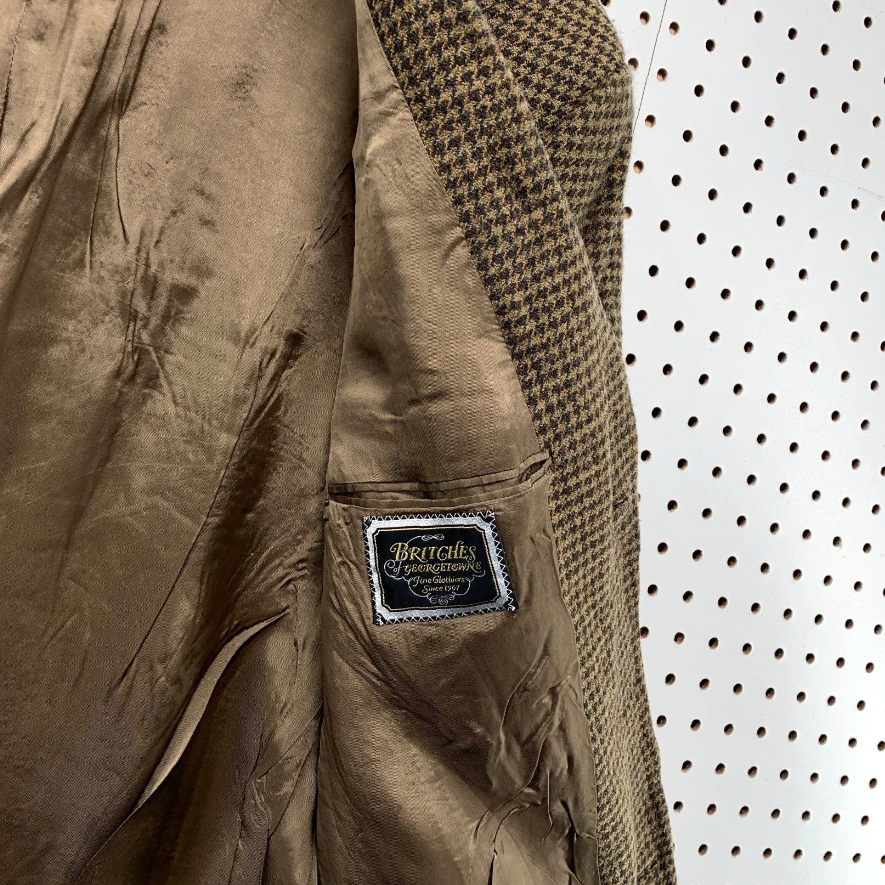 Calvin Klein VINTAGE Calvin Klein Blazer Mens 44-45 Tweed Wool Herringbone Brown USA Size 44R - 4 Thumbnail