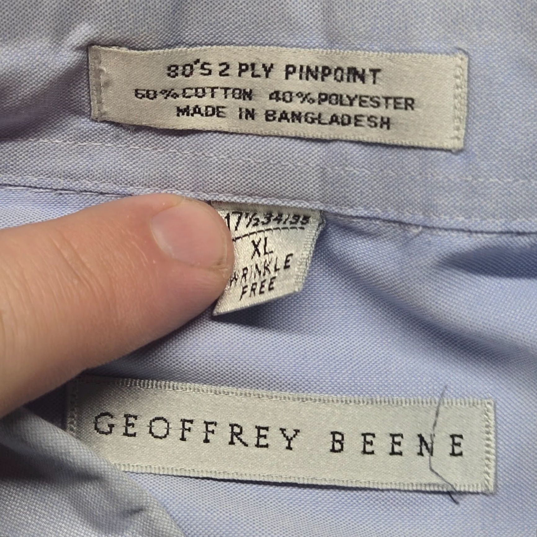 Geoffrey Beene Geoffrey Beene Shirt Button-Up Adults XL Blue Solid Long Sleeve Men’s 17.5 34/35 Size US XL / EU 56 / 4 - 3 Thumbnail