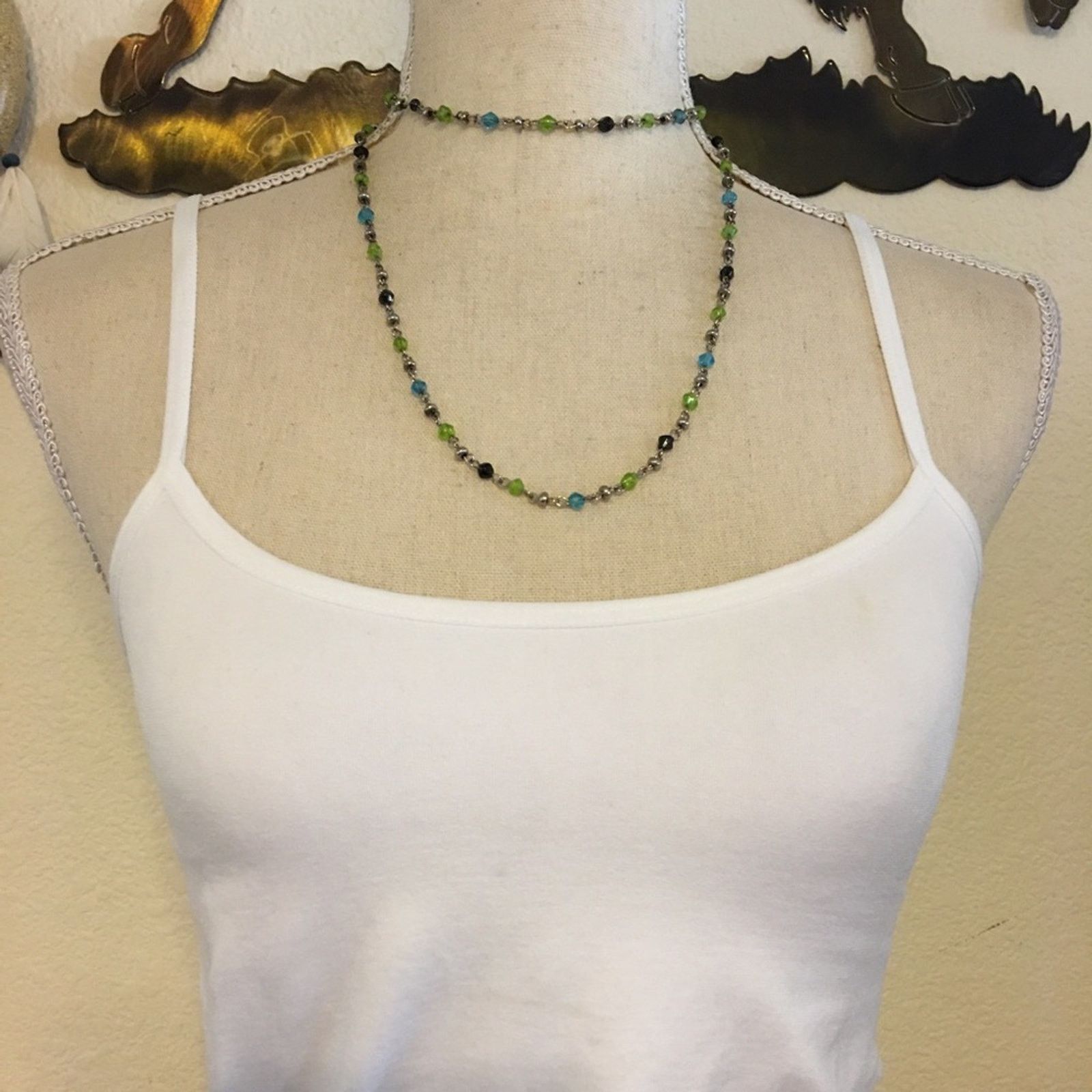 Aeropostale Aeropostale long silver tone bicone bead necklace Size ONE SIZE - 5 Thumbnail