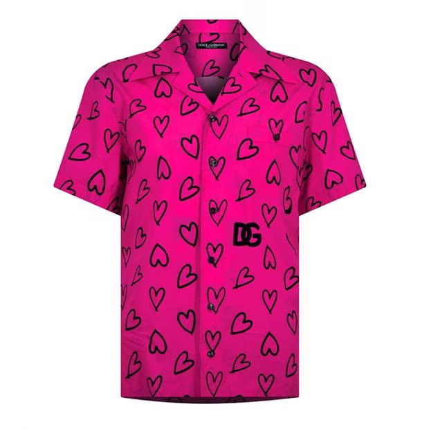 image of Dolce Gabbana O1G2R1Mq0324 Shirts In Pink & Black in Pink/Black, Men's (Size XS)
