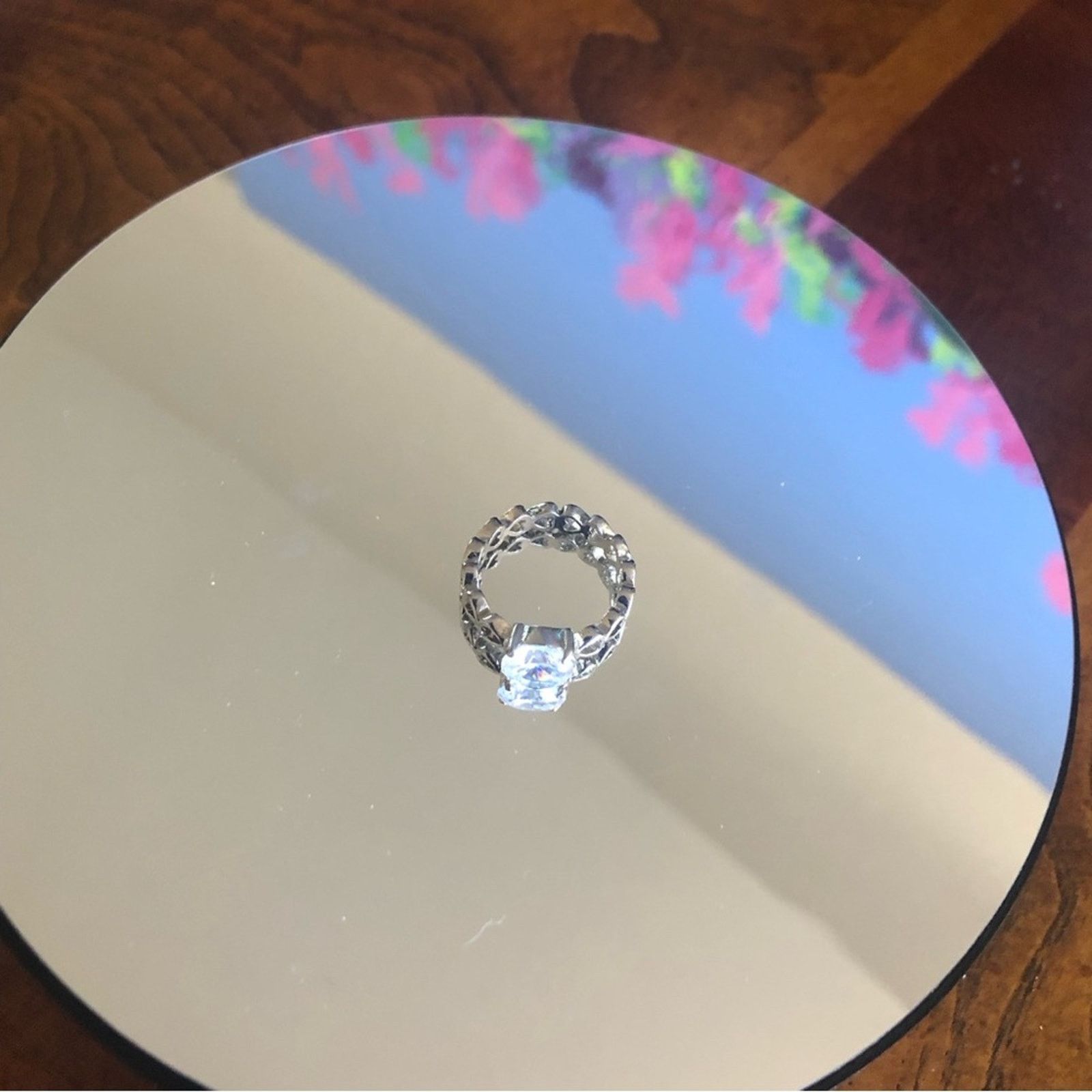 Jewelry Sterling open heart band prong set round cubic zirconia ring Size ONE SIZE - 14 Thumbnail